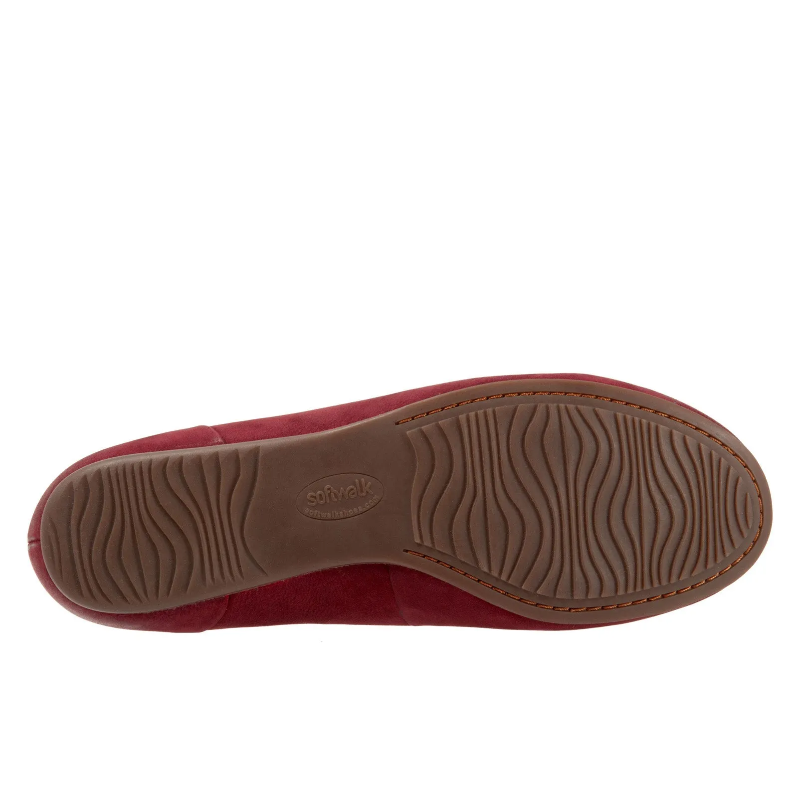 Softwalk Sonoma S1862-662 Womens Burgundy Leather Slip On Ballet Flats Shoes