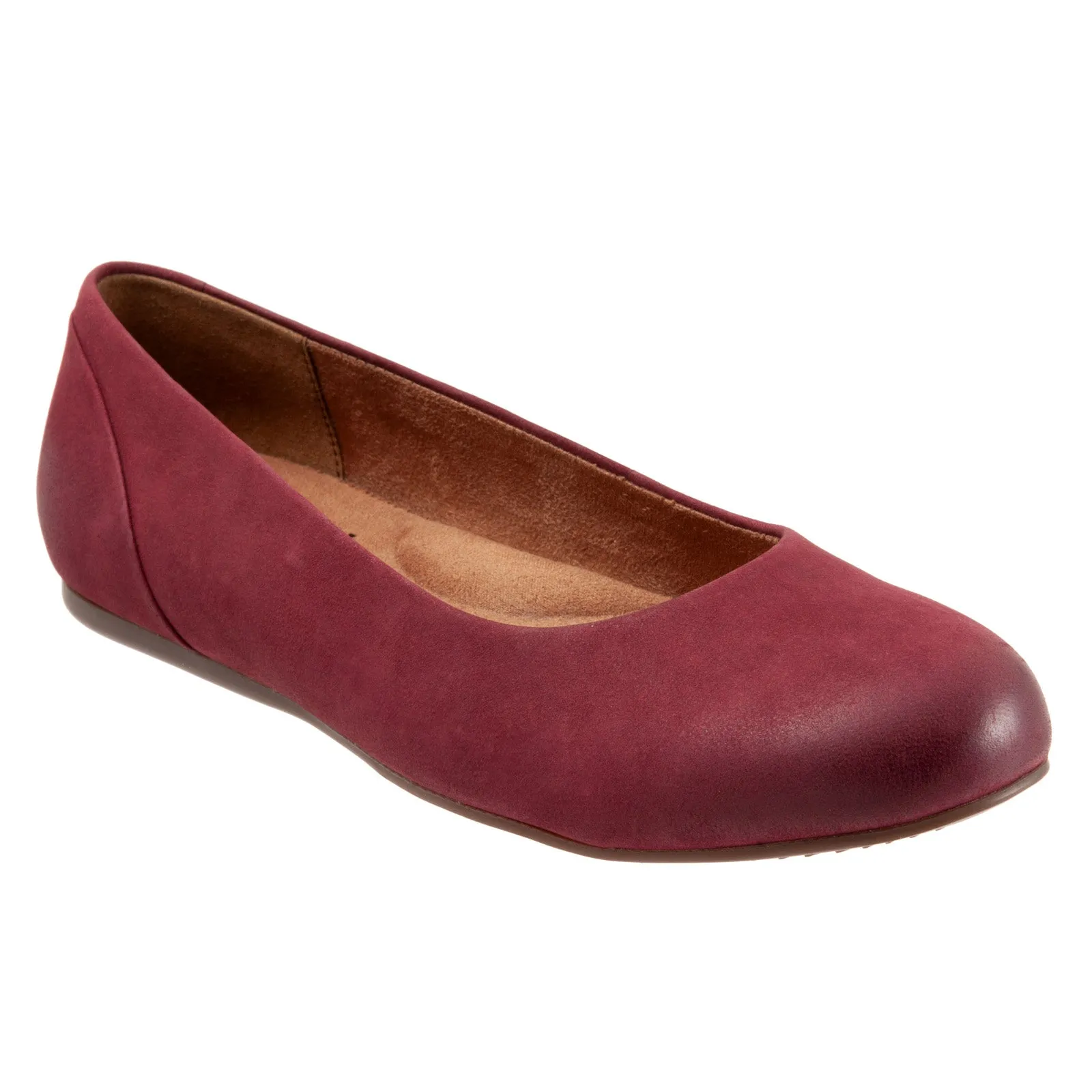 Softwalk Sonoma S1862-662 Womens Burgundy Leather Slip On Ballet Flats Shoes