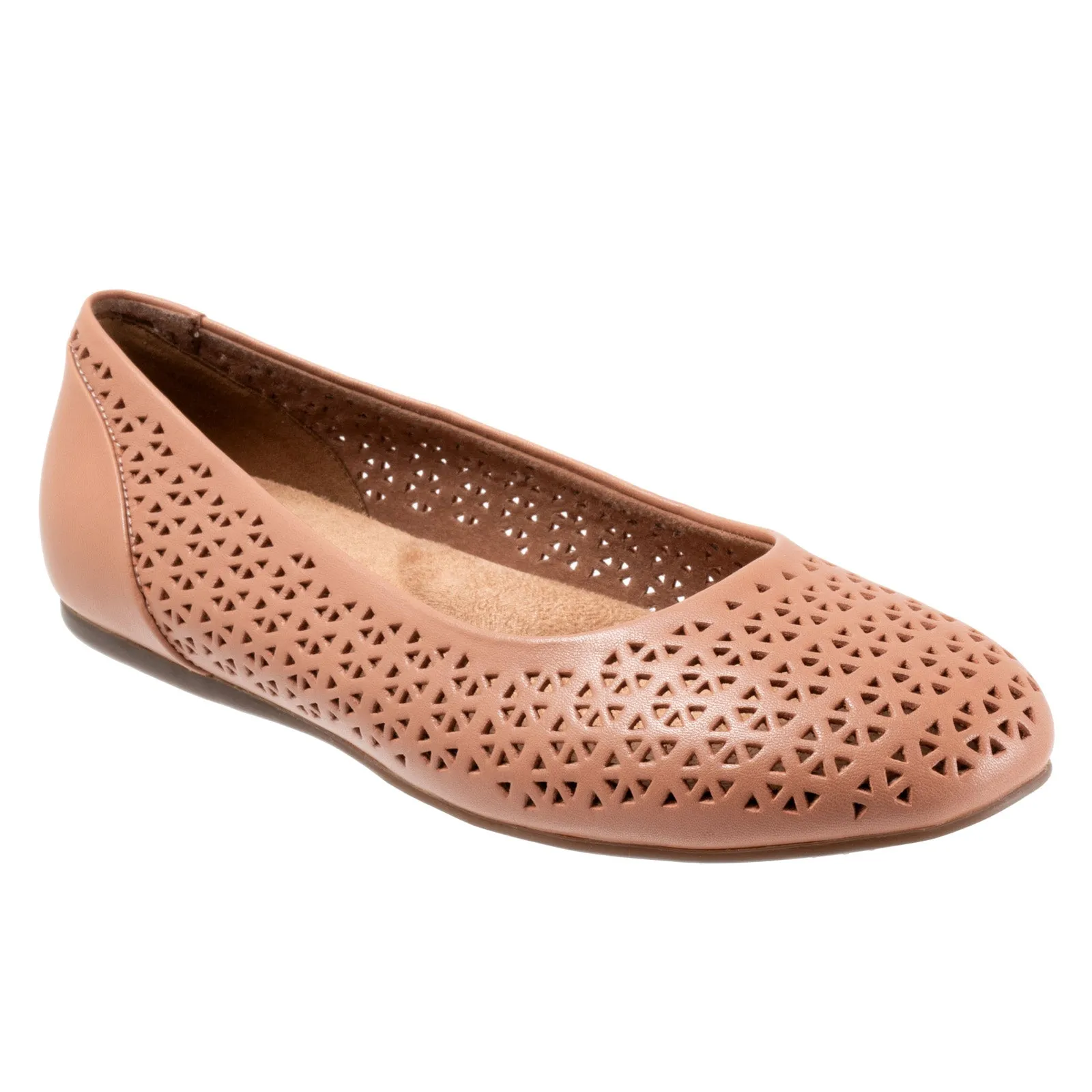 Softwalk Sonoma S1862-750 Womens Brown Wide Leather Ballet Flats Shoes