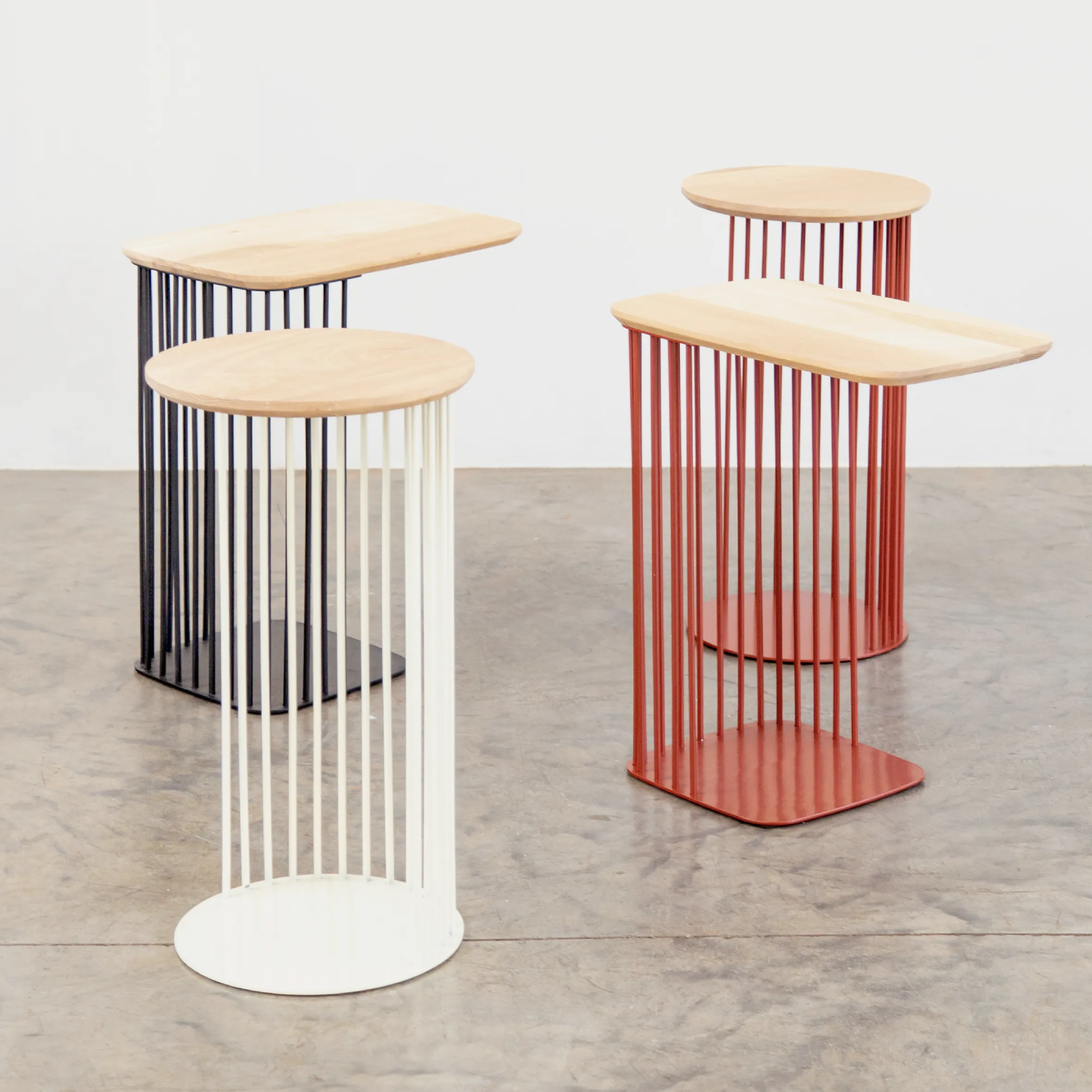 Spine End Table Cream   Wood