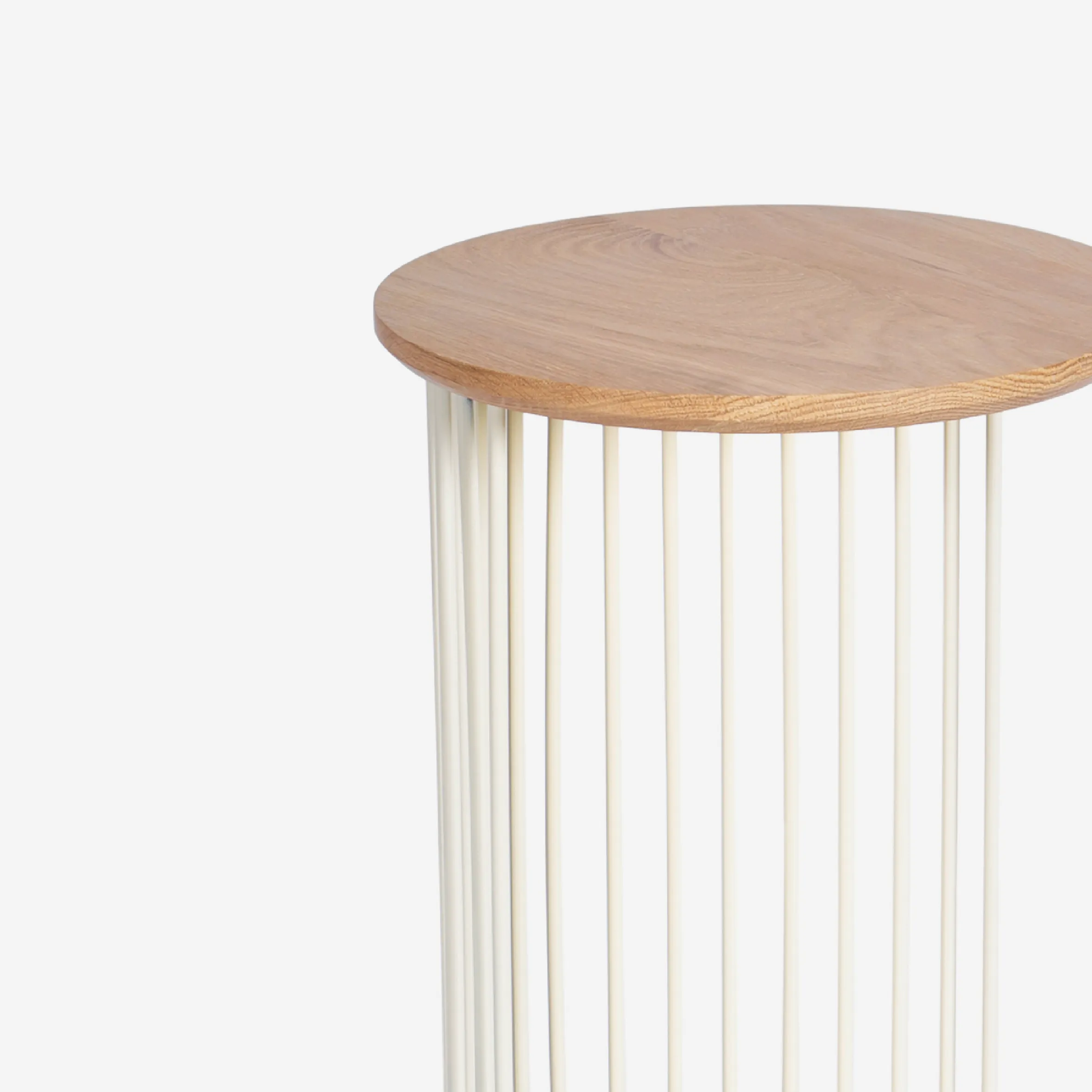 Spine End Table Cream   Wood