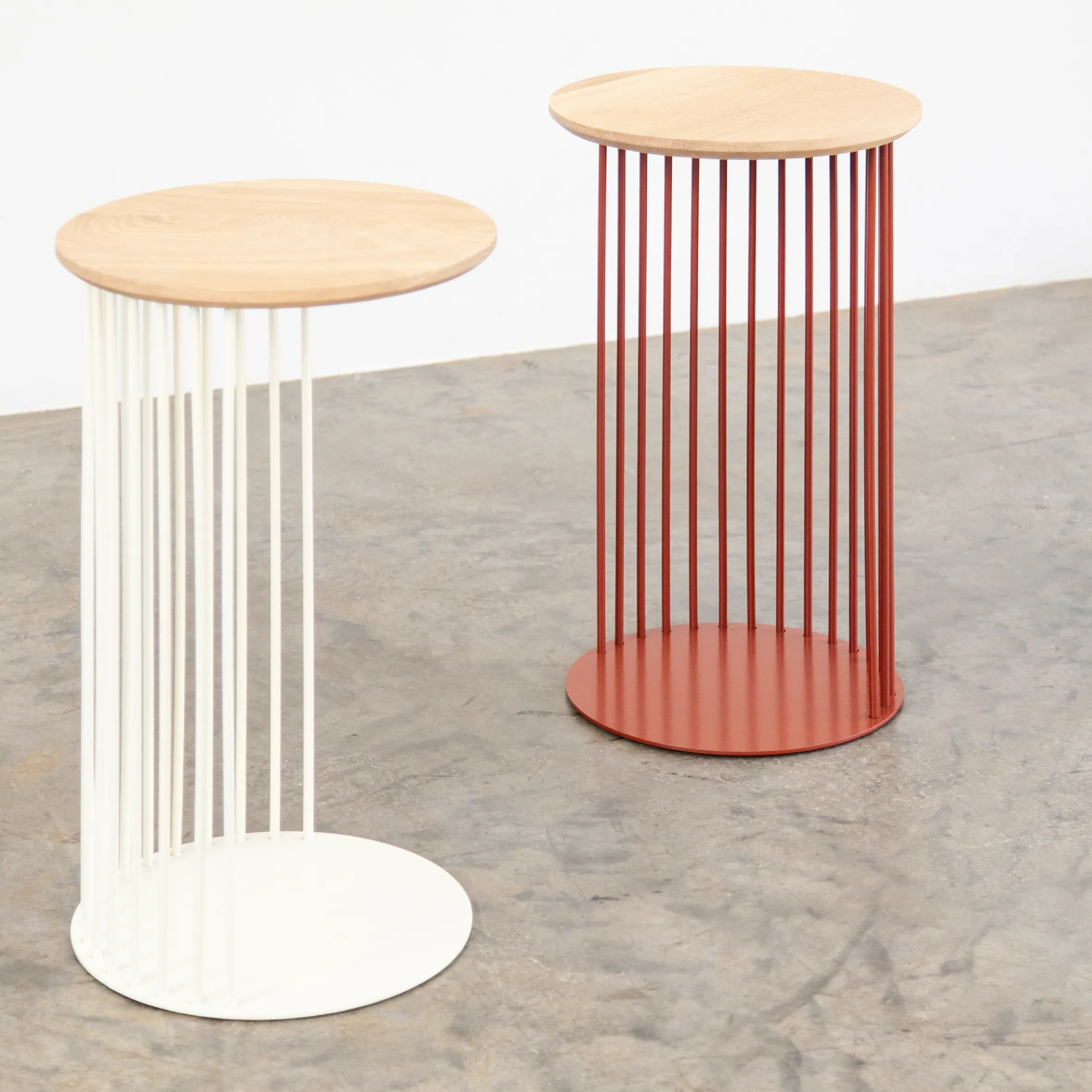 Spine End Table Cream   Wood