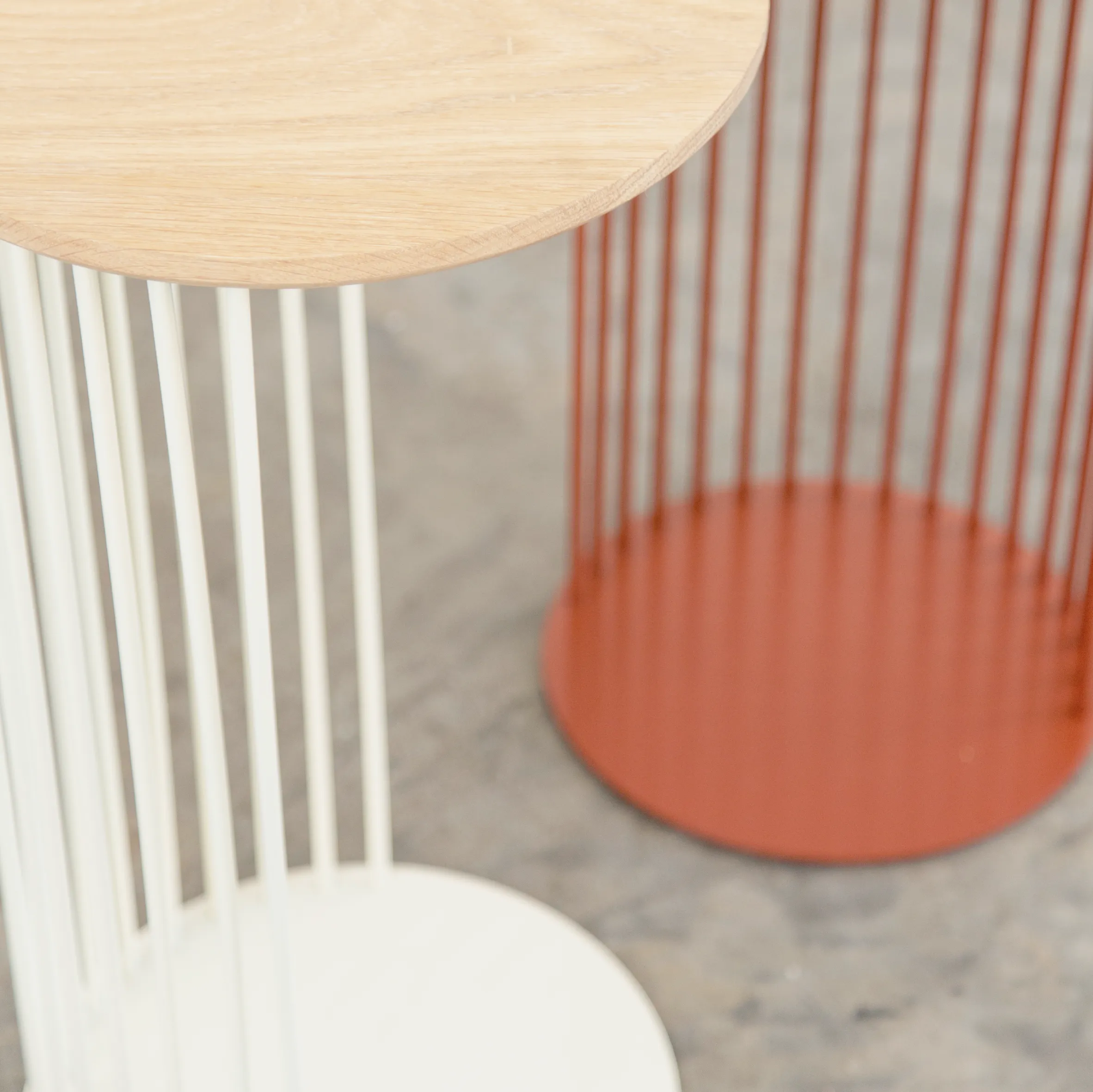 Spine End Table Cream   Wood