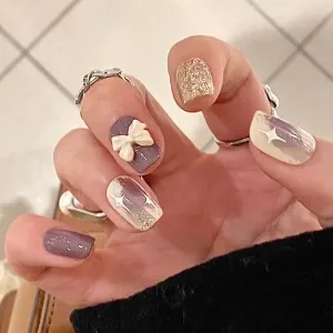 Square purple graffiti wind cream bow