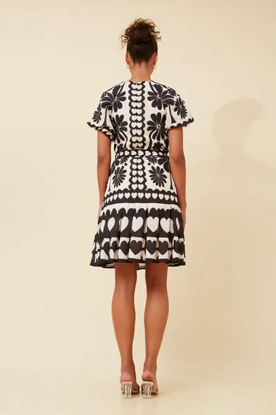 s/s heart print border  dress (d733565)