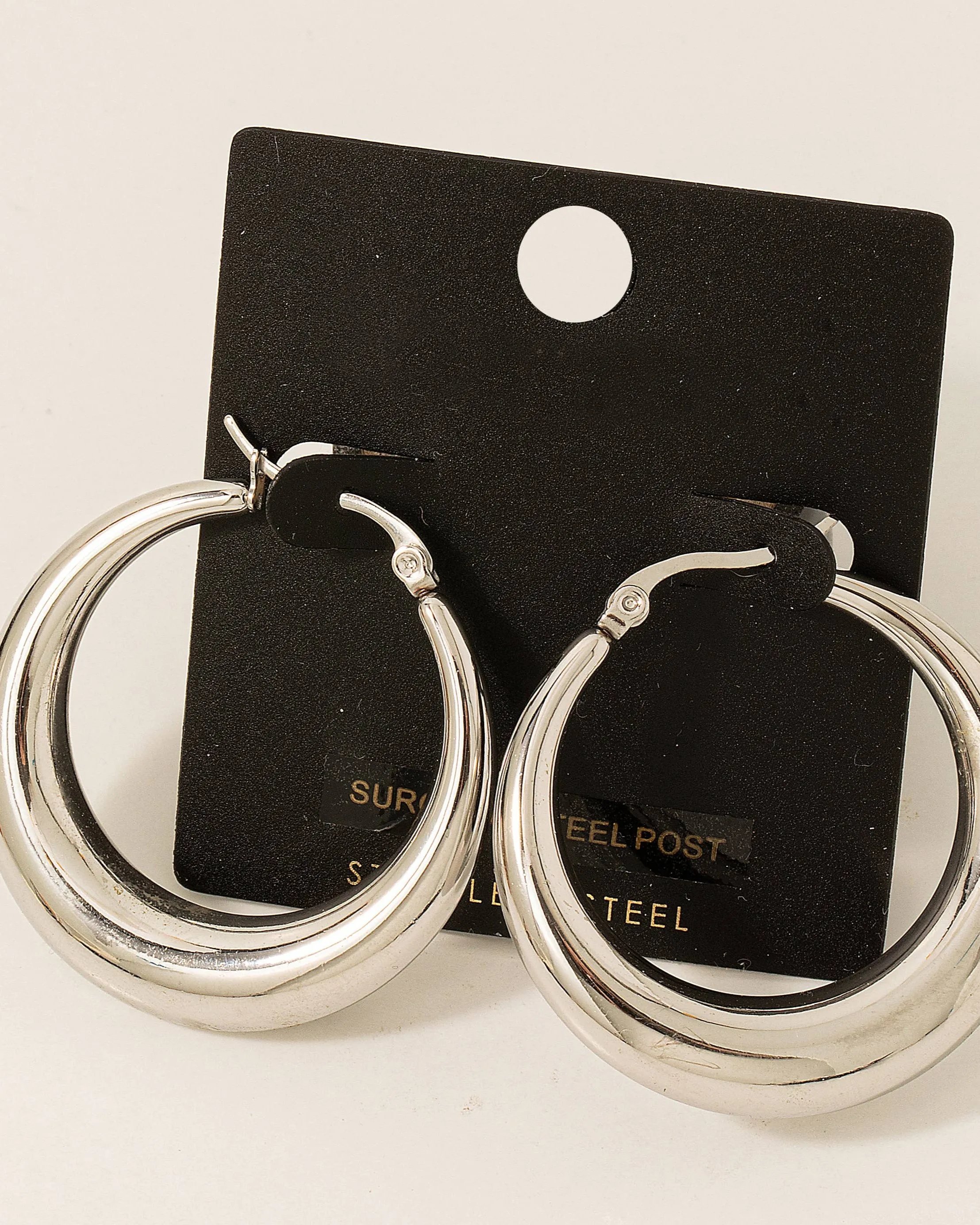 Stainless Steel Latch Hoop Earrings
