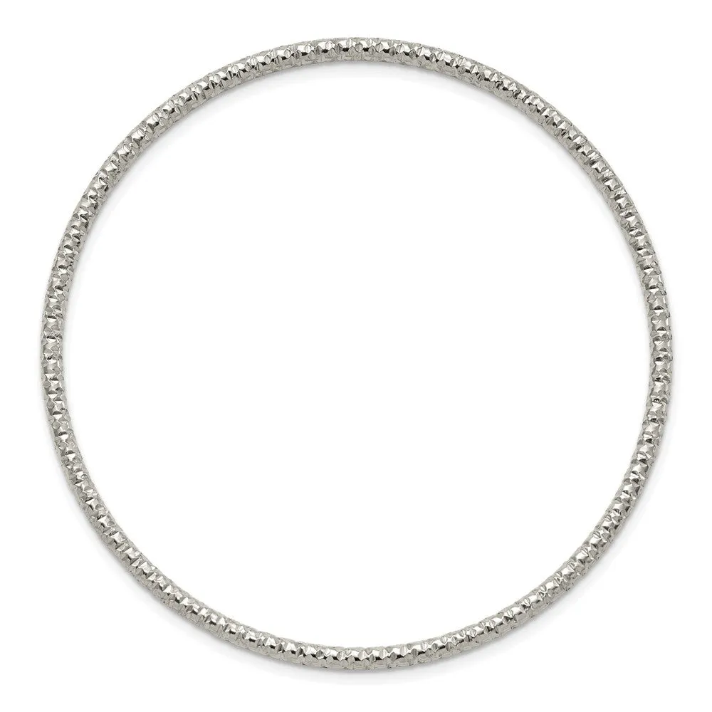 Stainless Steel Polished Textured 2mm Slip on Bangle