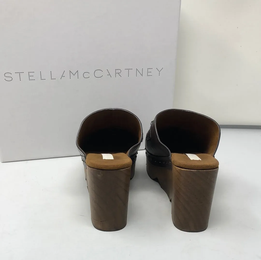 Stella McCartney Brown and Wooden Clog with Silver Chain