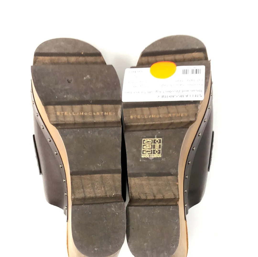 Stella McCartney Brown and Wooden Clog with Silver Chain