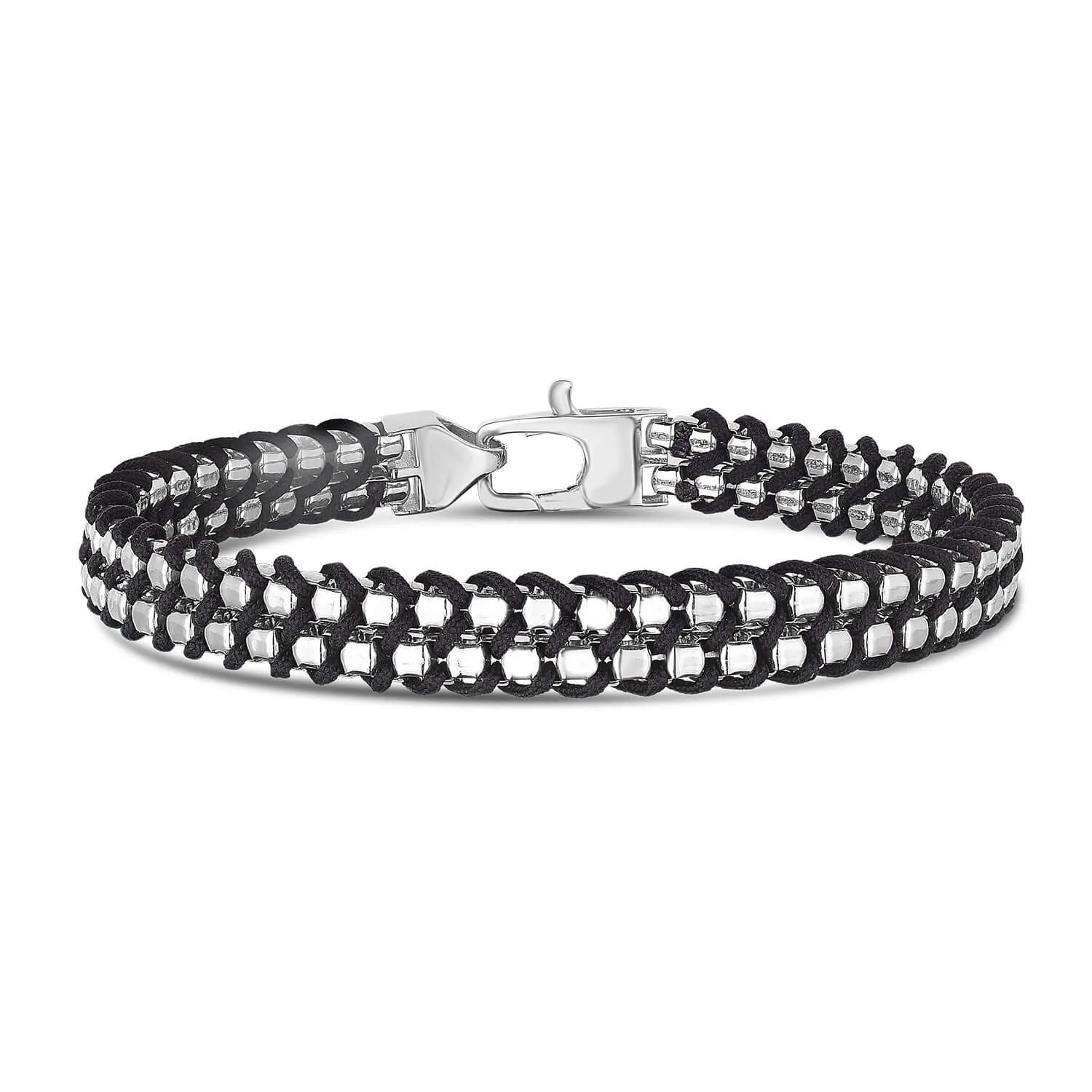 Sterling Silver & Woven Cord Bracelet
