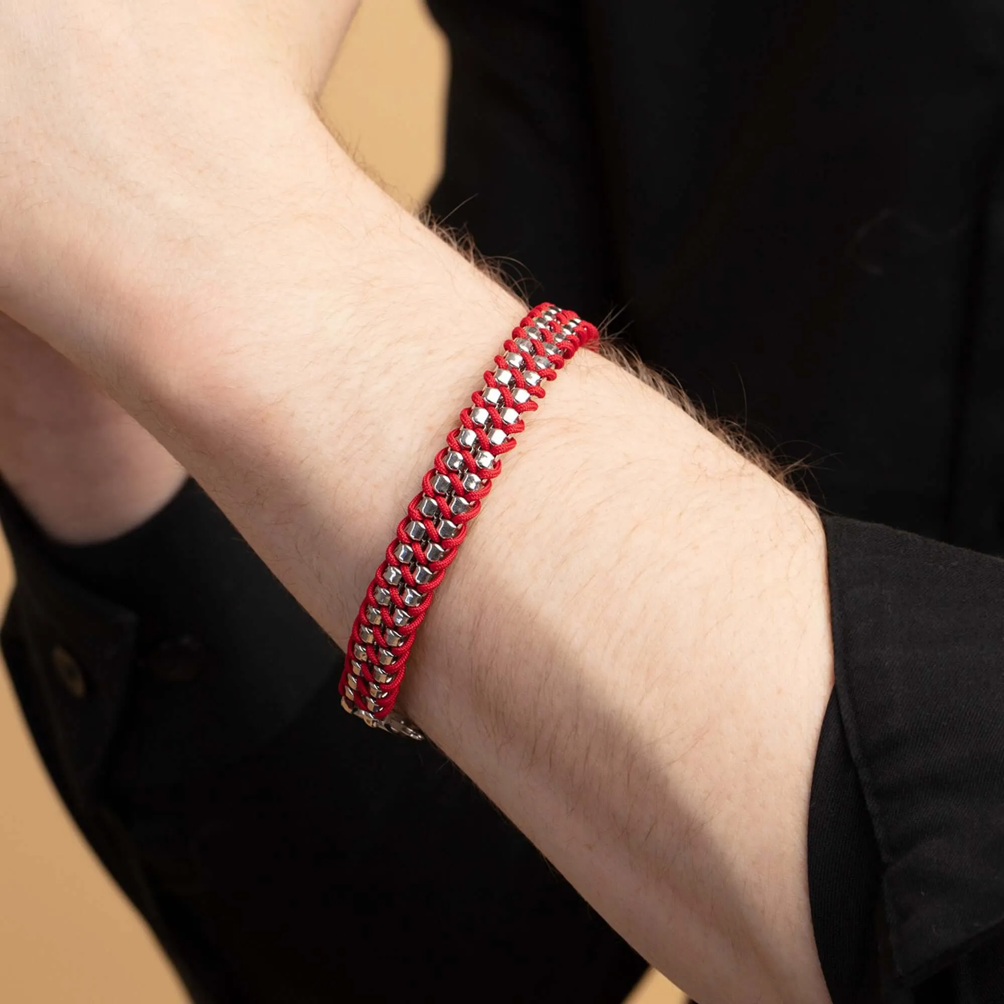 Sterling Silver & Woven Cord Bracelet