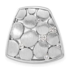 Sterling Silver Brushed And Polished CZ Slide