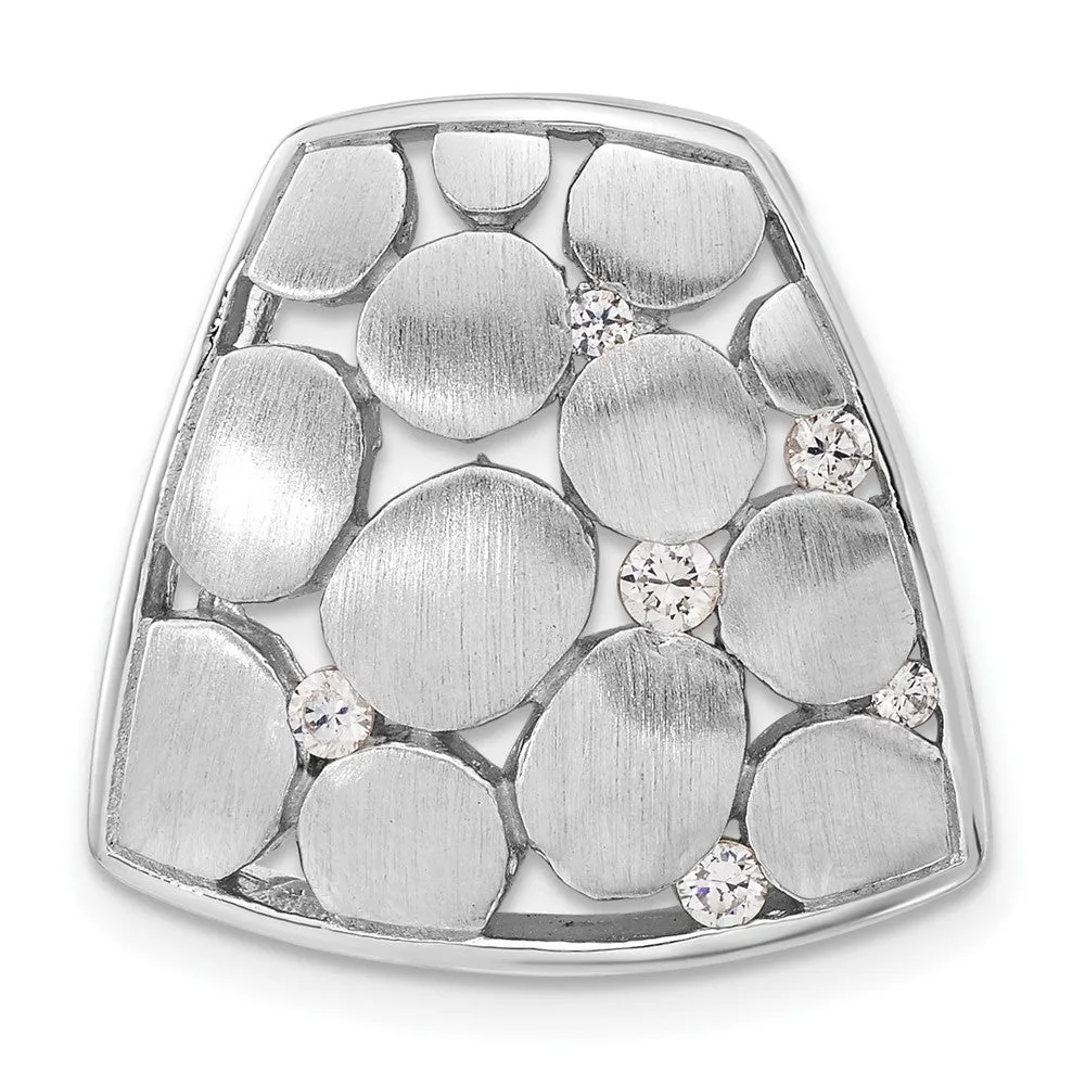 Sterling Silver Brushed And Polished CZ Slide