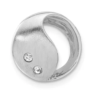 Sterling Silver Rhodium Plated Satin & Polished CZ Circle Pendant