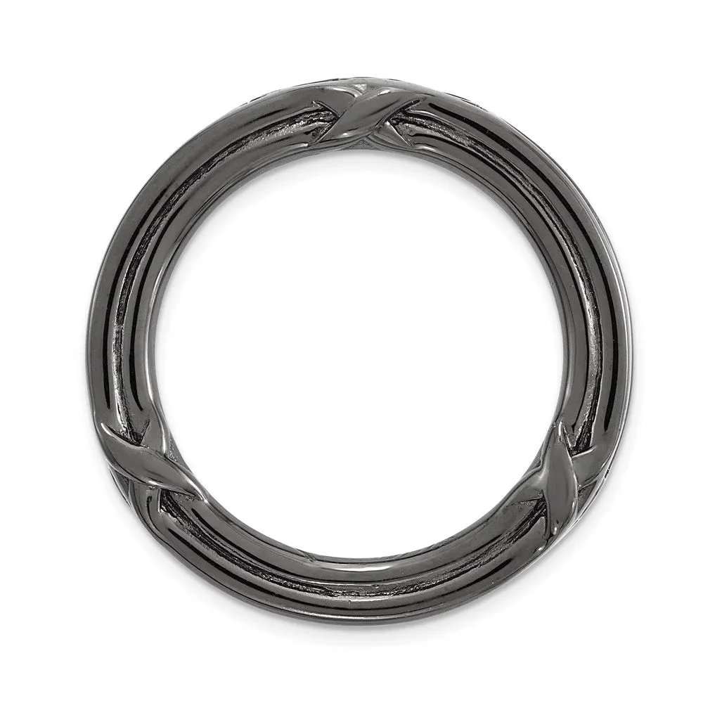 Sterling Silver Stackable Expressions Black-plated Med Polished Chain Slide