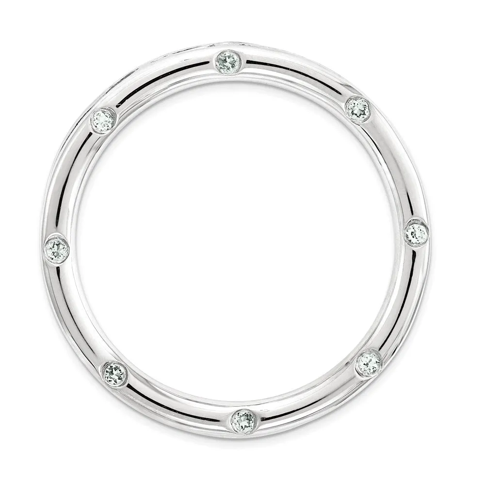 Sterling Silver Stackable Expressions Large Polished Aquamarine Chain Slide