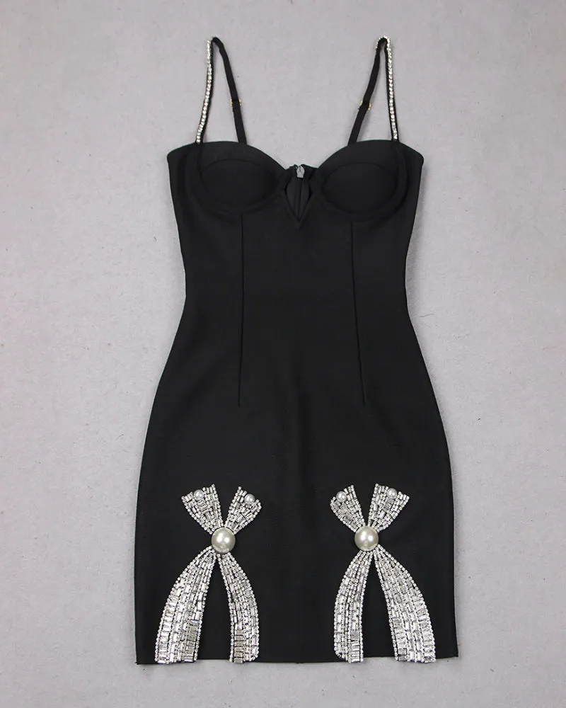 Strappy Diamonds Bandage Mini Dress