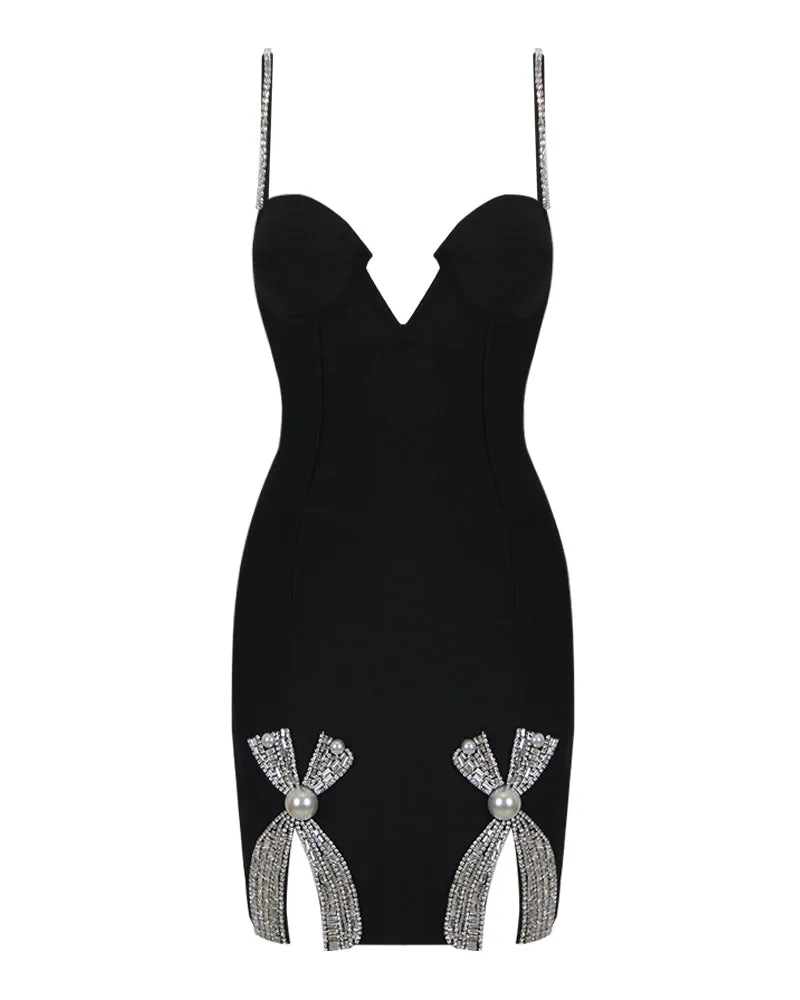 Strappy Diamonds Bandage Mini Dress