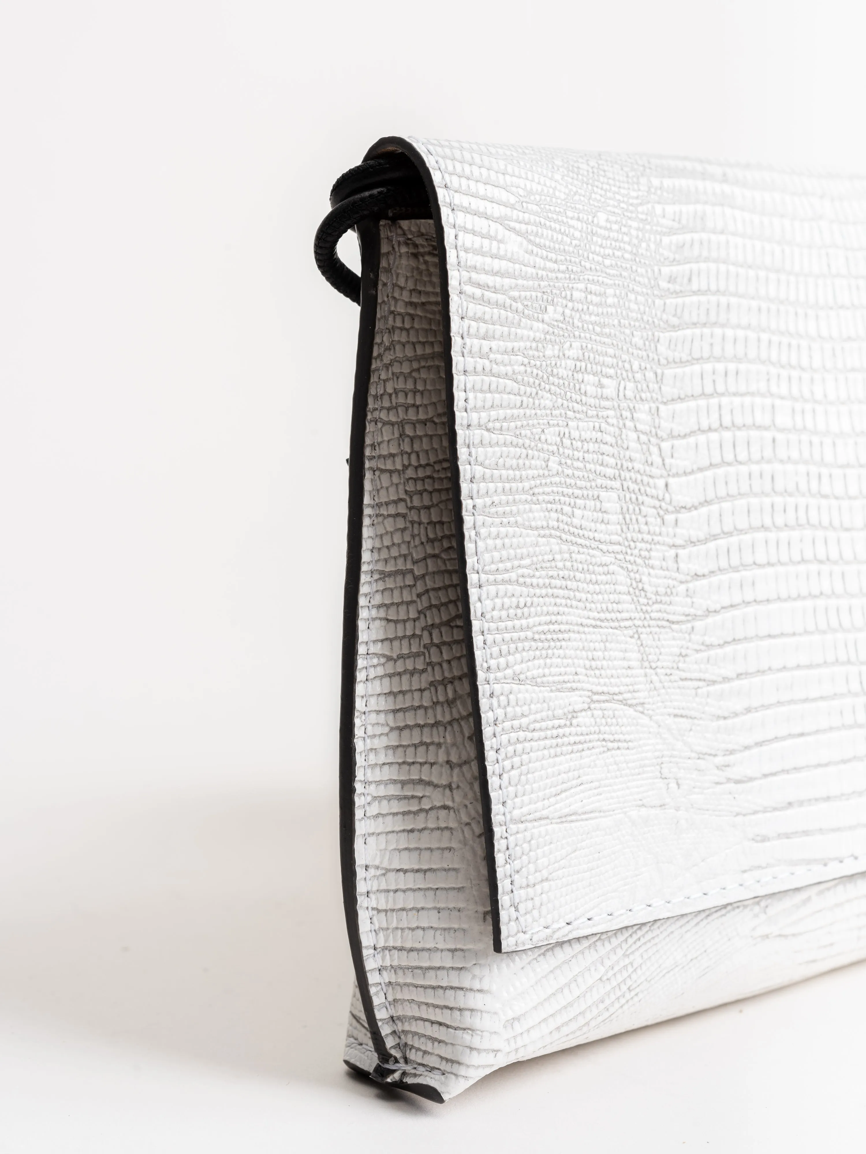 strappy foldover - white lizard