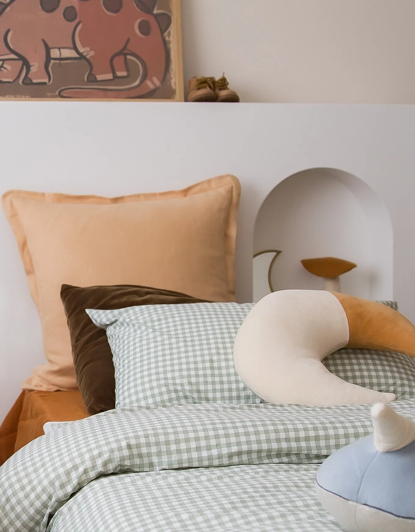 The Midnight Gang Sage Gingham Waterproof Pillow Case