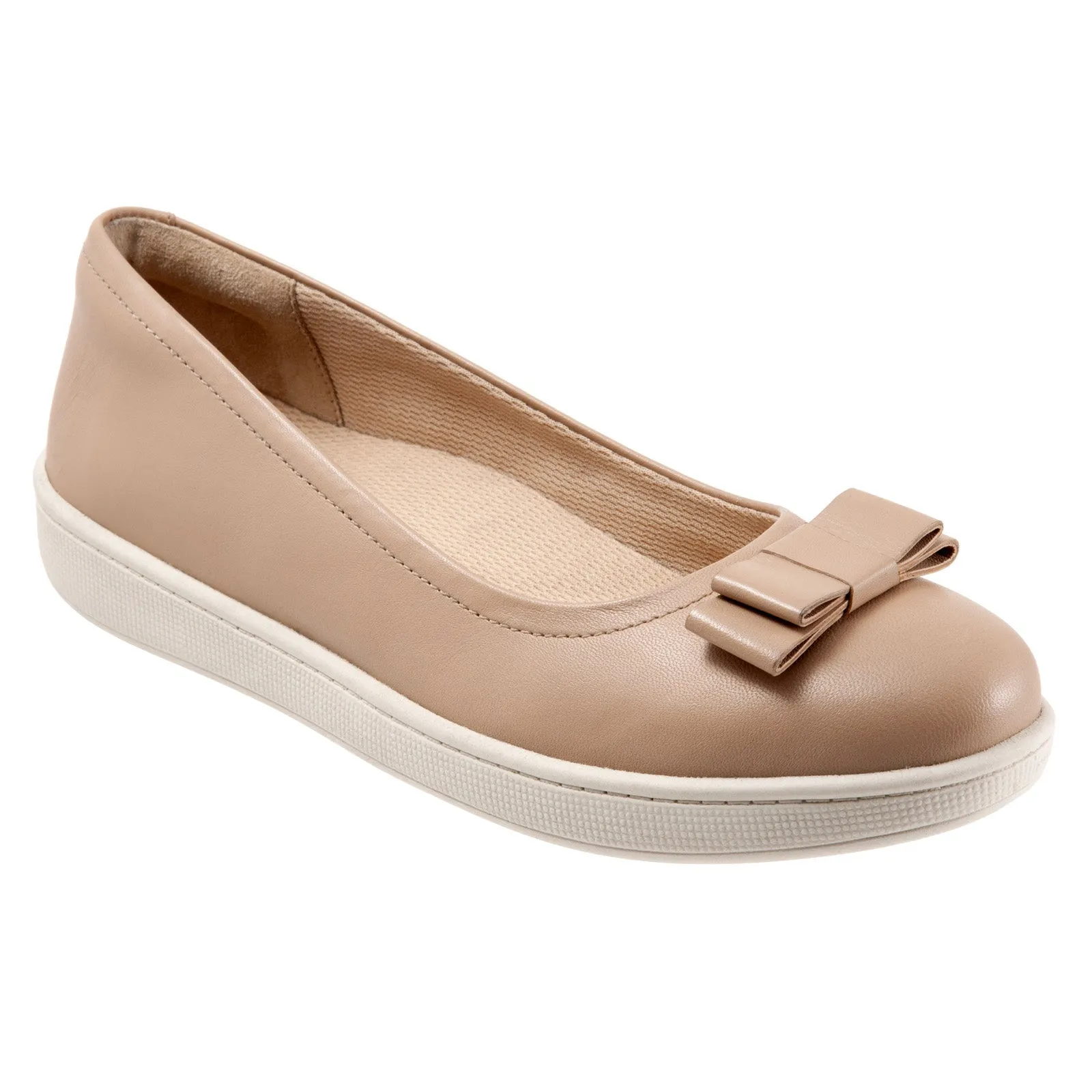 Trotters Avery T2202-130 Womens Brown Leather Slip On Ballet Flats Shoes