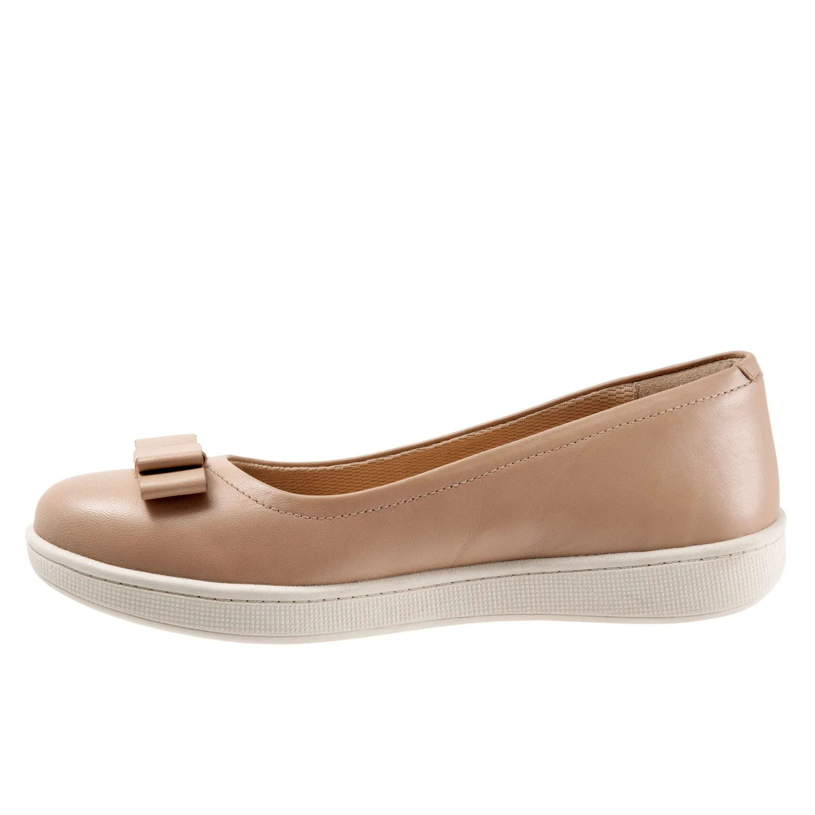 Trotters Avery T2202-130 Womens Brown Leather Slip On Ballet Flats Shoes