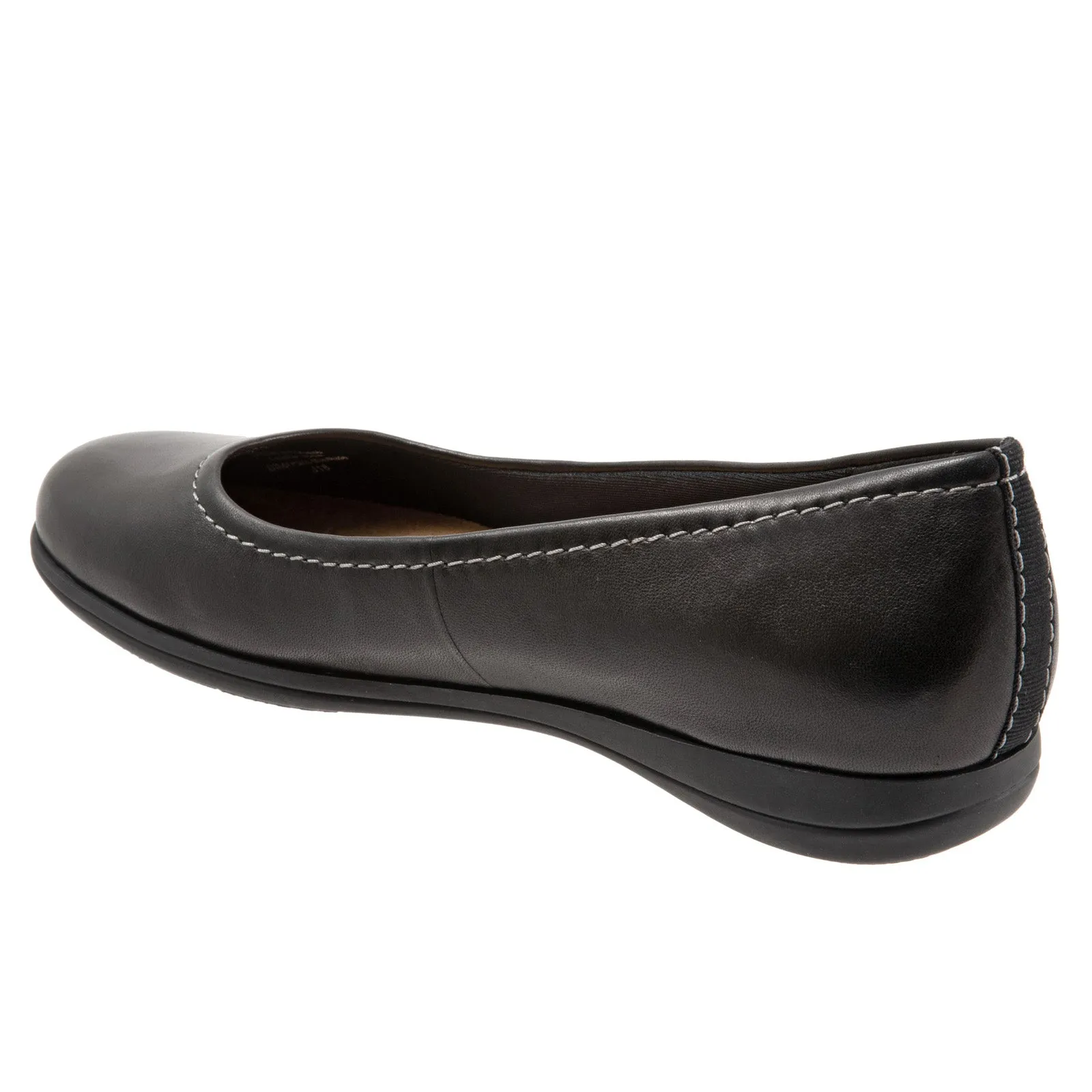 Trotters Darcey T1904-001 Womens Black Wide Leather Ballet Flats Shoes