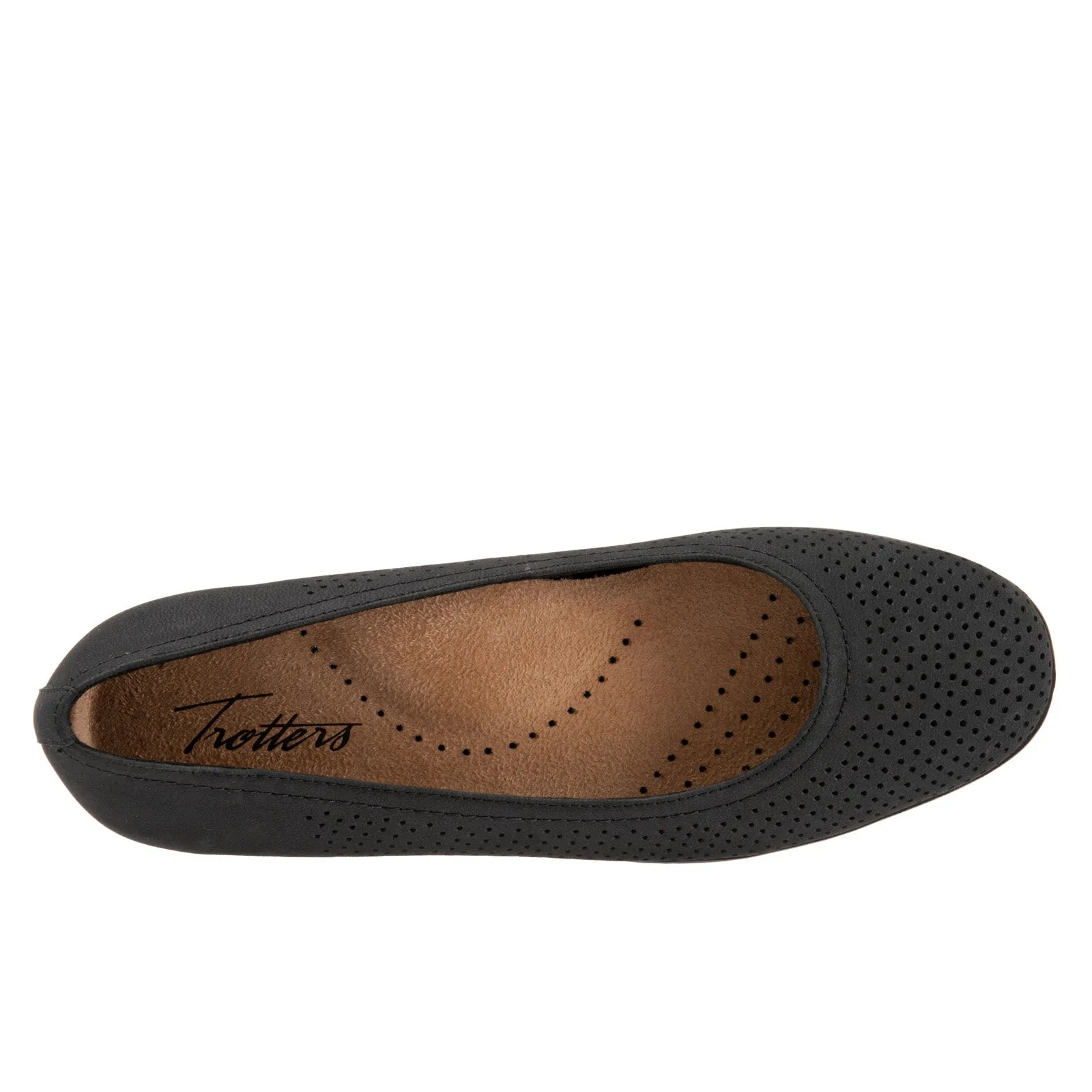 Trotters Darcey T1904-021 Womens Black Narrow Leather Ballet Flats Shoes