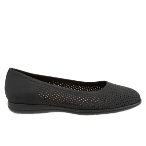 Trotters Darcey T1904-021 Womens Black Narrow Leather Ballet Flats Shoes