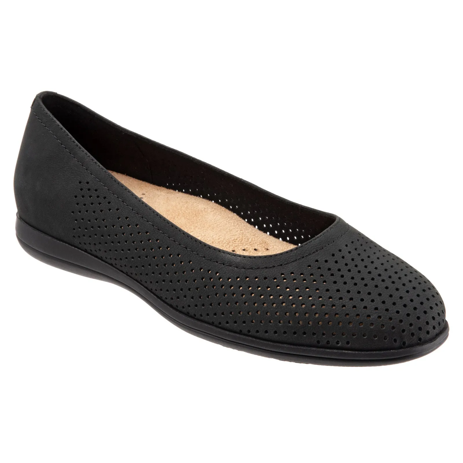 Trotters Darcey T1904-021 Womens Black Narrow Leather Ballet Flats Shoes