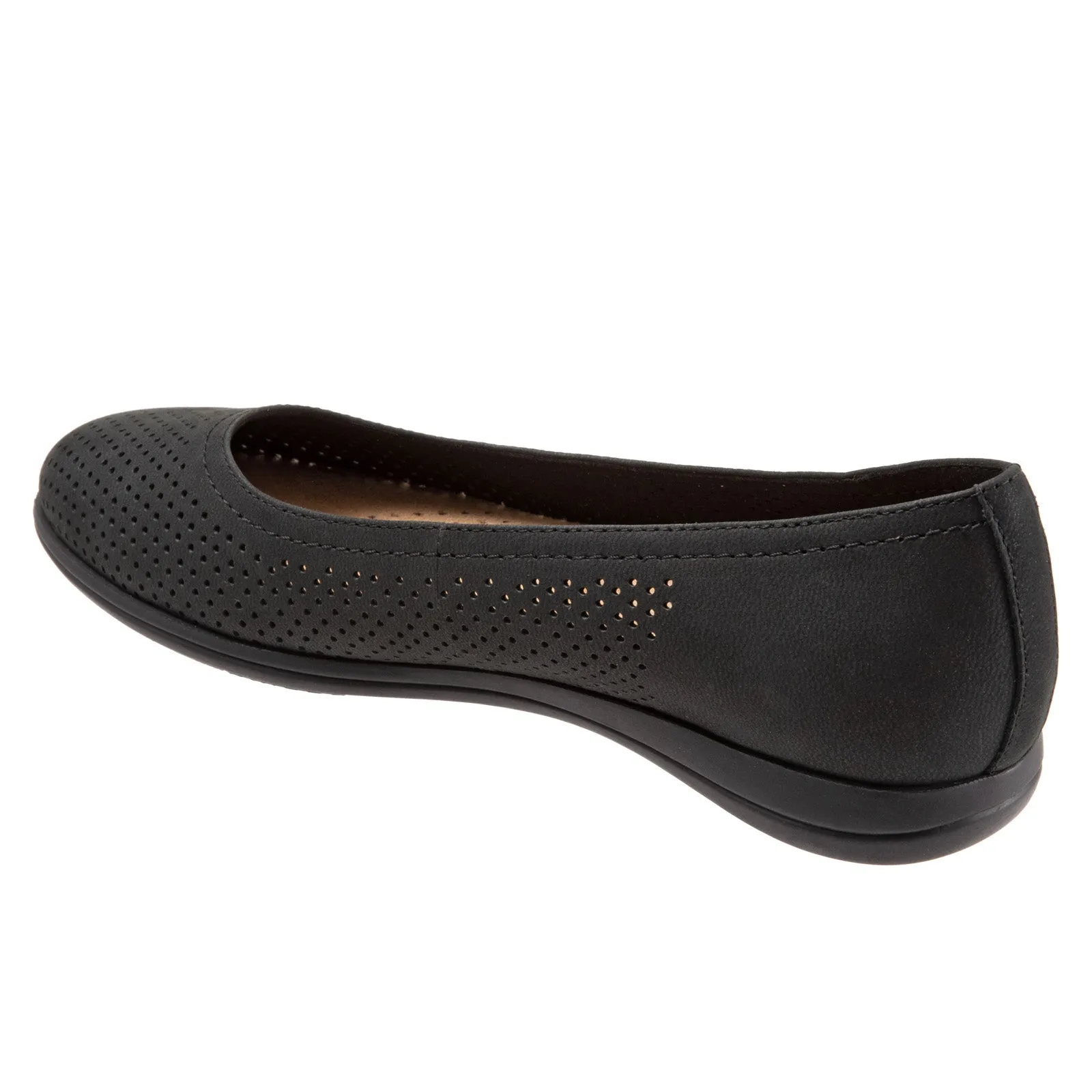 Trotters Darcey T1904-021 Womens Black Narrow Leather Ballet Flats Shoes