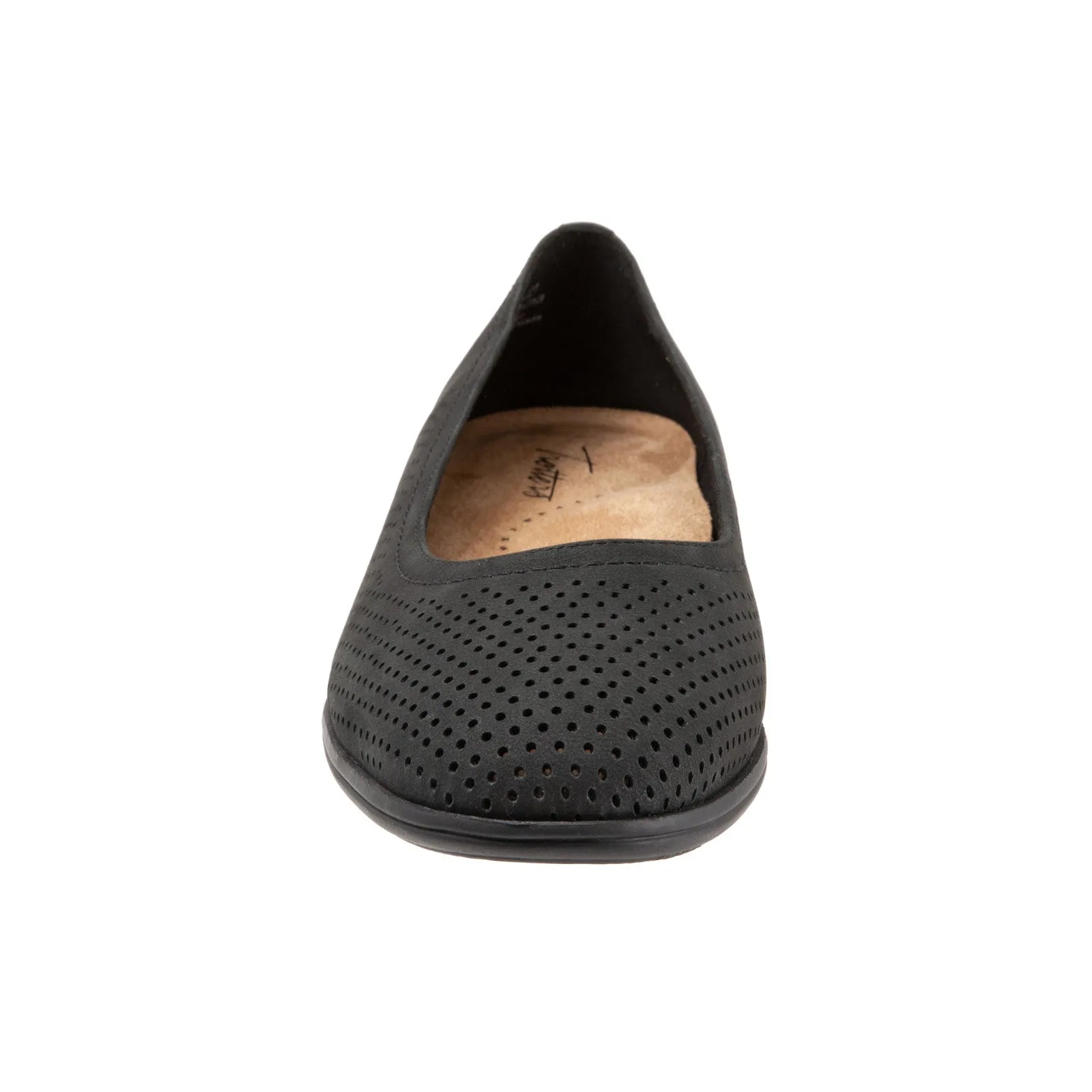 Trotters Darcey T1904-021 Womens Black Narrow Leather Ballet Flats Shoes