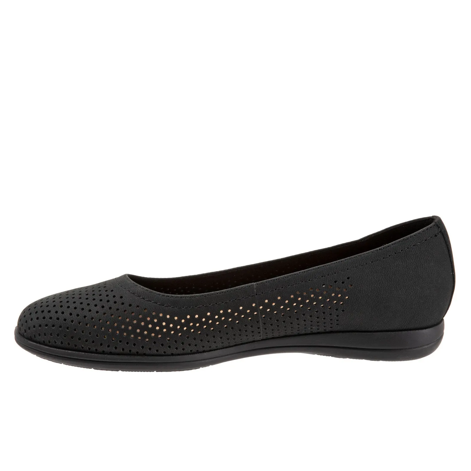 Trotters Darcey T1904-021 Womens Black Narrow Leather Ballet Flats Shoes