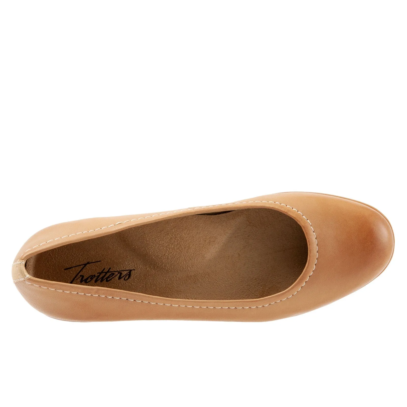 Trotters Darcey T1904-253 Womens Brown Extra Wide Ballet Flats Shoes
