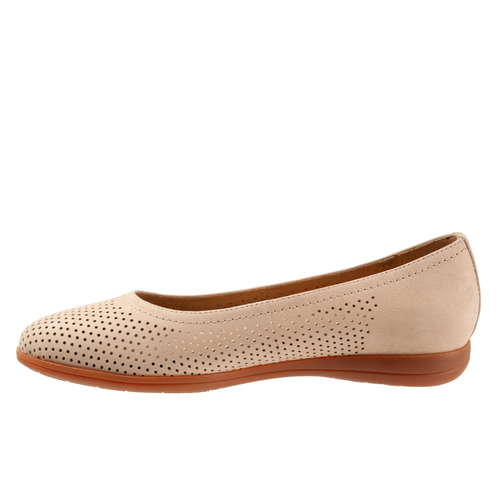 Trotters Darcey T1904-277 Womens Beige Leather Slip On Ballet Flats Shoes