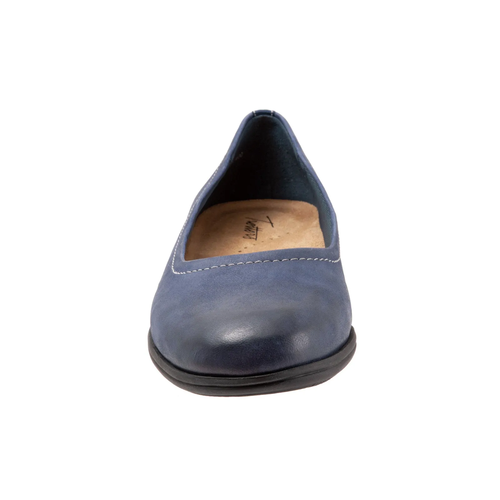 Trotters Darcey T1904-400 Womens Blue Leather Slip On Ballet Flats Shoes