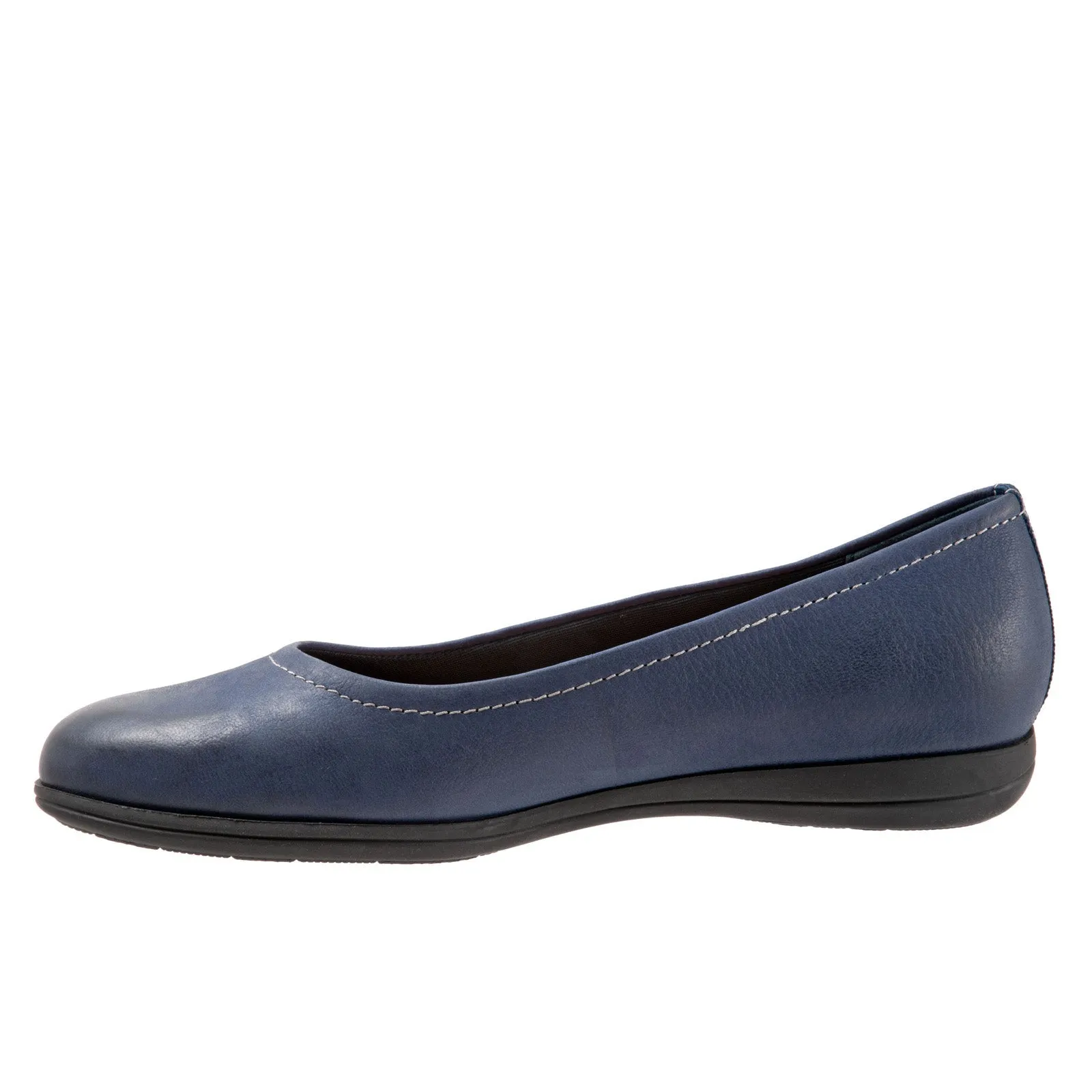 Trotters Darcey T1904-400 Womens Blue Leather Slip On Ballet Flats Shoes