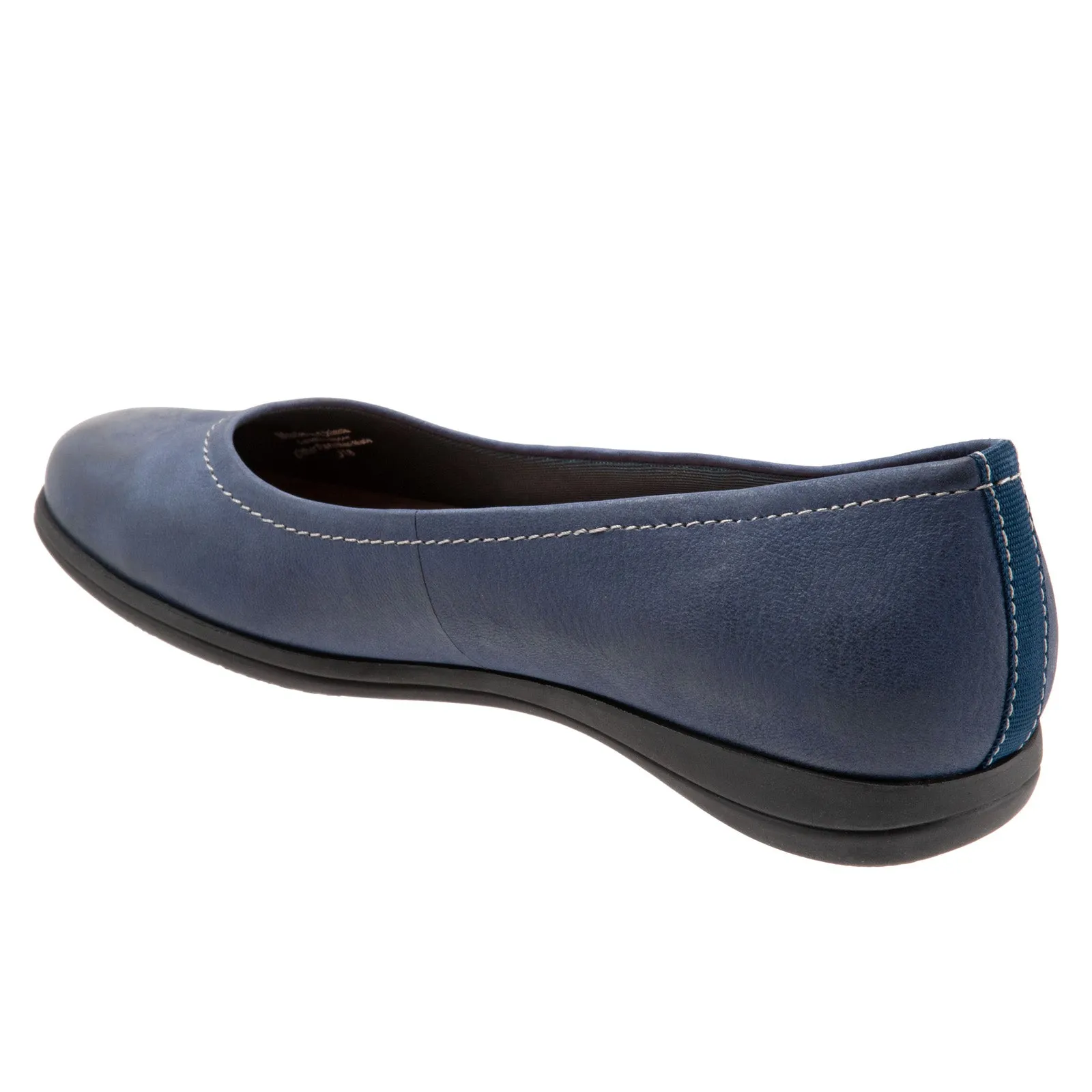 Trotters Darcey T1904-400 Womens Blue Leather Slip On Ballet Flats Shoes