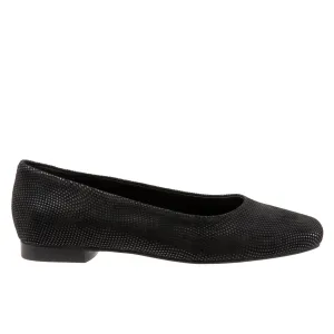 Trotters Honor T2057-004 Womens Black Narrow Leather Ballet Flats Shoes