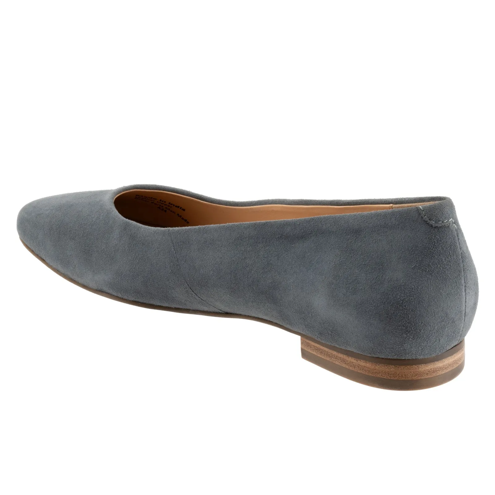 Trotters Honor T2057-471 Womens Gray Wide Suede Slip On Ballet Flats Shoes