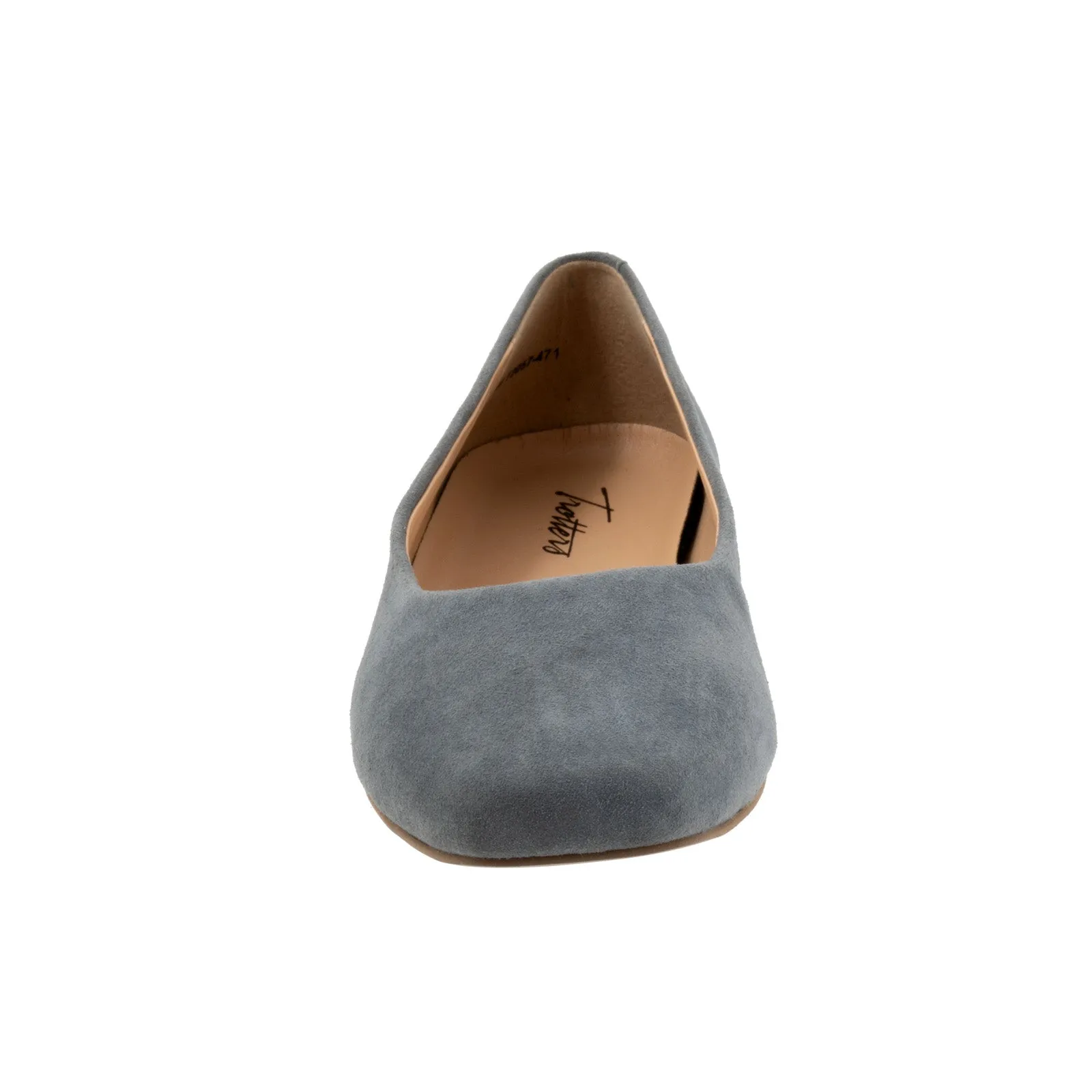 Trotters Honor T2057-471 Womens Gray Wide Suede Slip On Ballet Flats Shoes