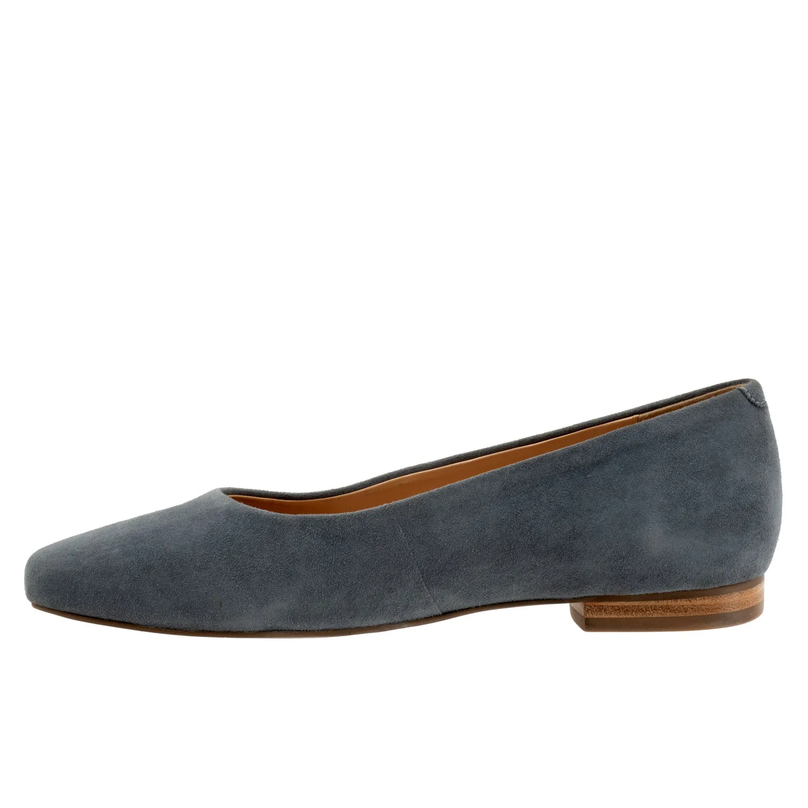 Trotters Honor T2057-471 Womens Gray Wide Suede Slip On Ballet Flats Shoes
