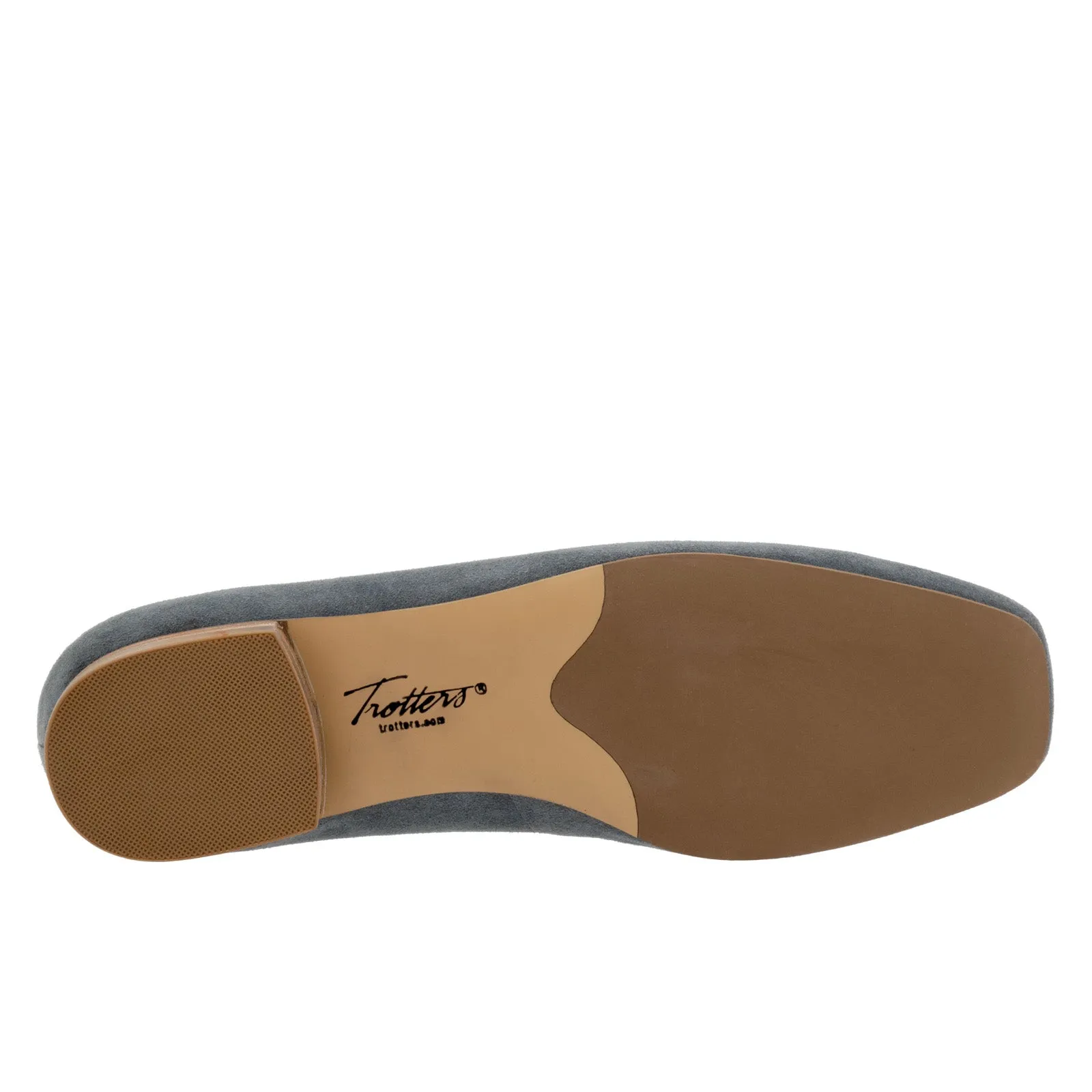 Trotters Honor T2057-471 Womens Gray Wide Suede Slip On Ballet Flats Shoes