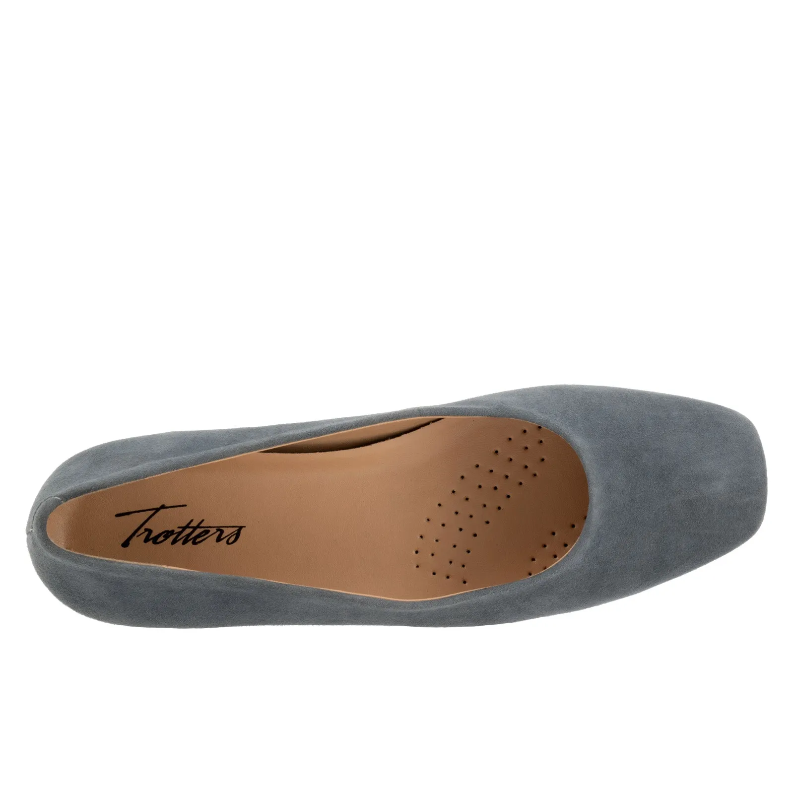 Trotters Honor T2057-471 Womens Gray Wide Suede Slip On Ballet Flats Shoes