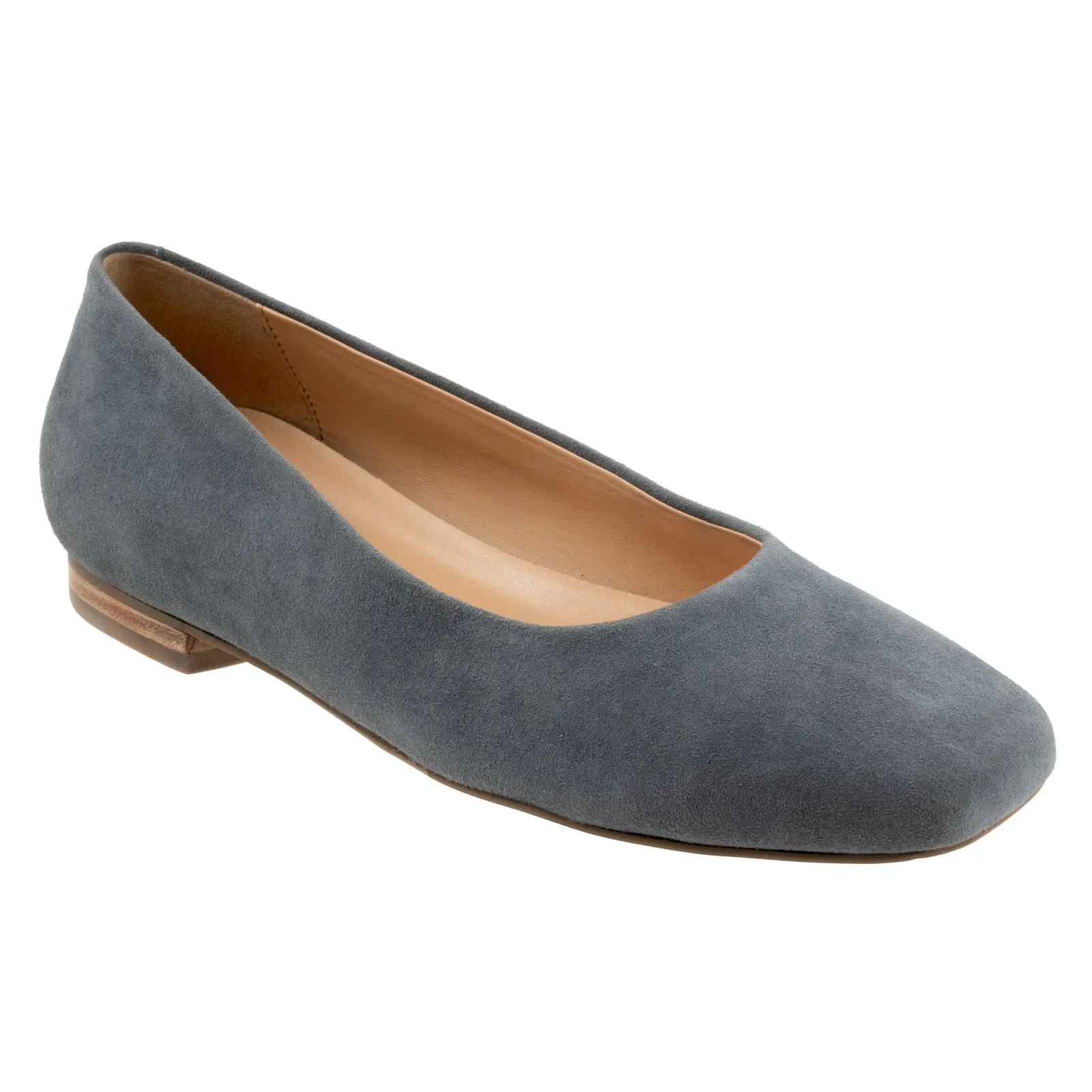 Trotters Honor T2057-471 Womens Gray Wide Suede Slip On Ballet Flats Shoes