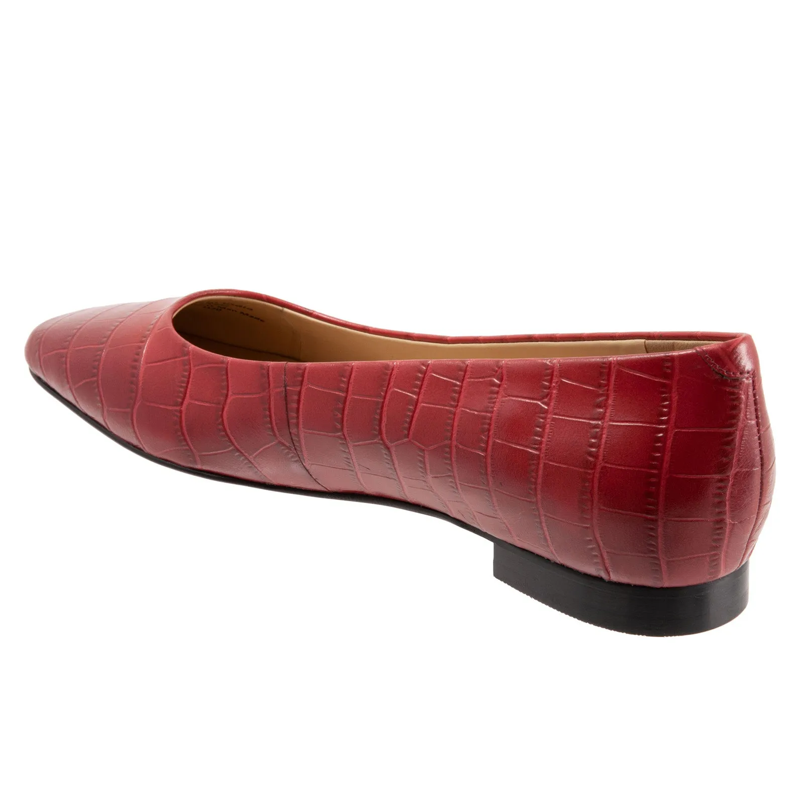Trotters Honor T2057-607 Womens Red Wide Leather Slip On Ballet Flats Shoes