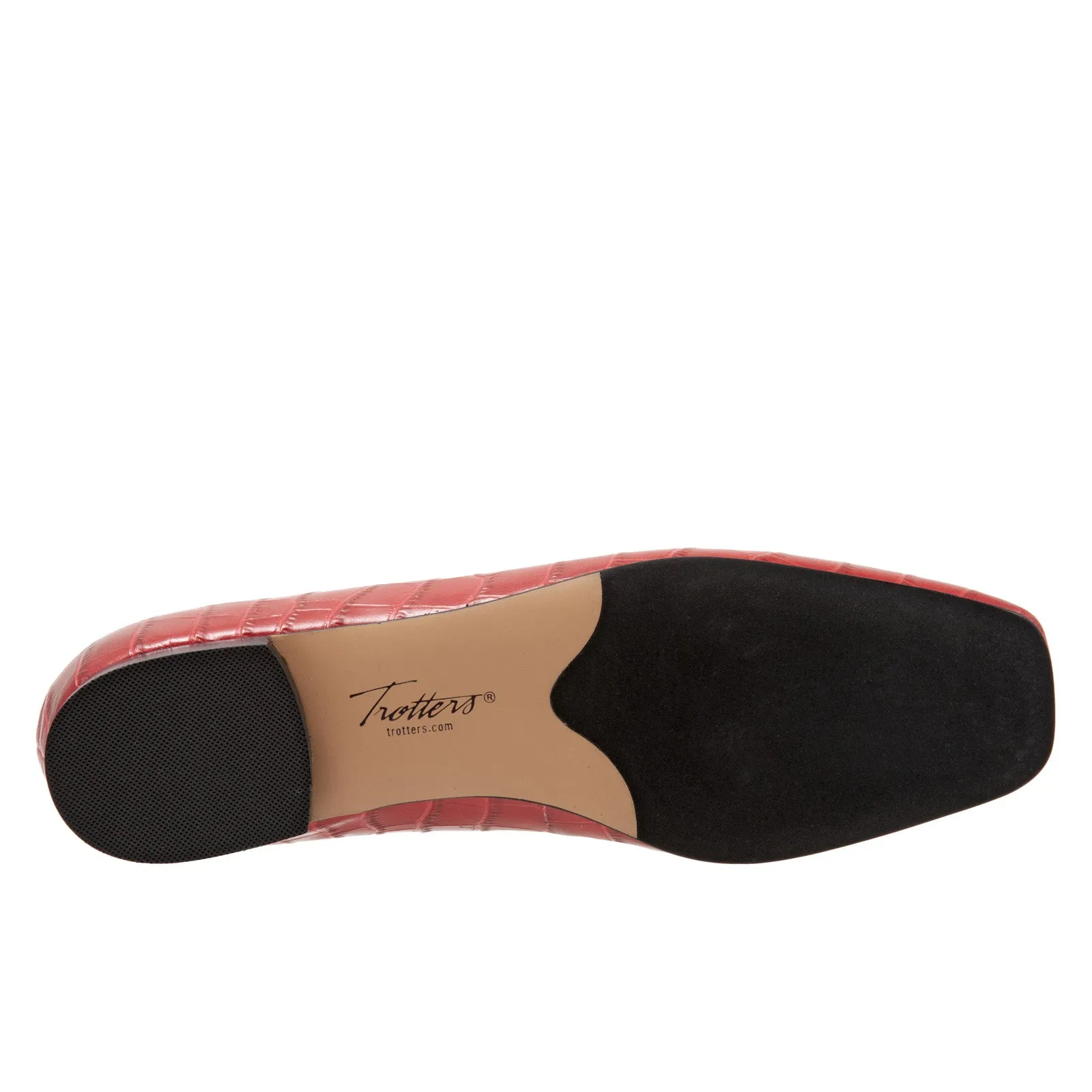 Trotters Honor T2057-607 Womens Red Wide Leather Slip On Ballet Flats Shoes