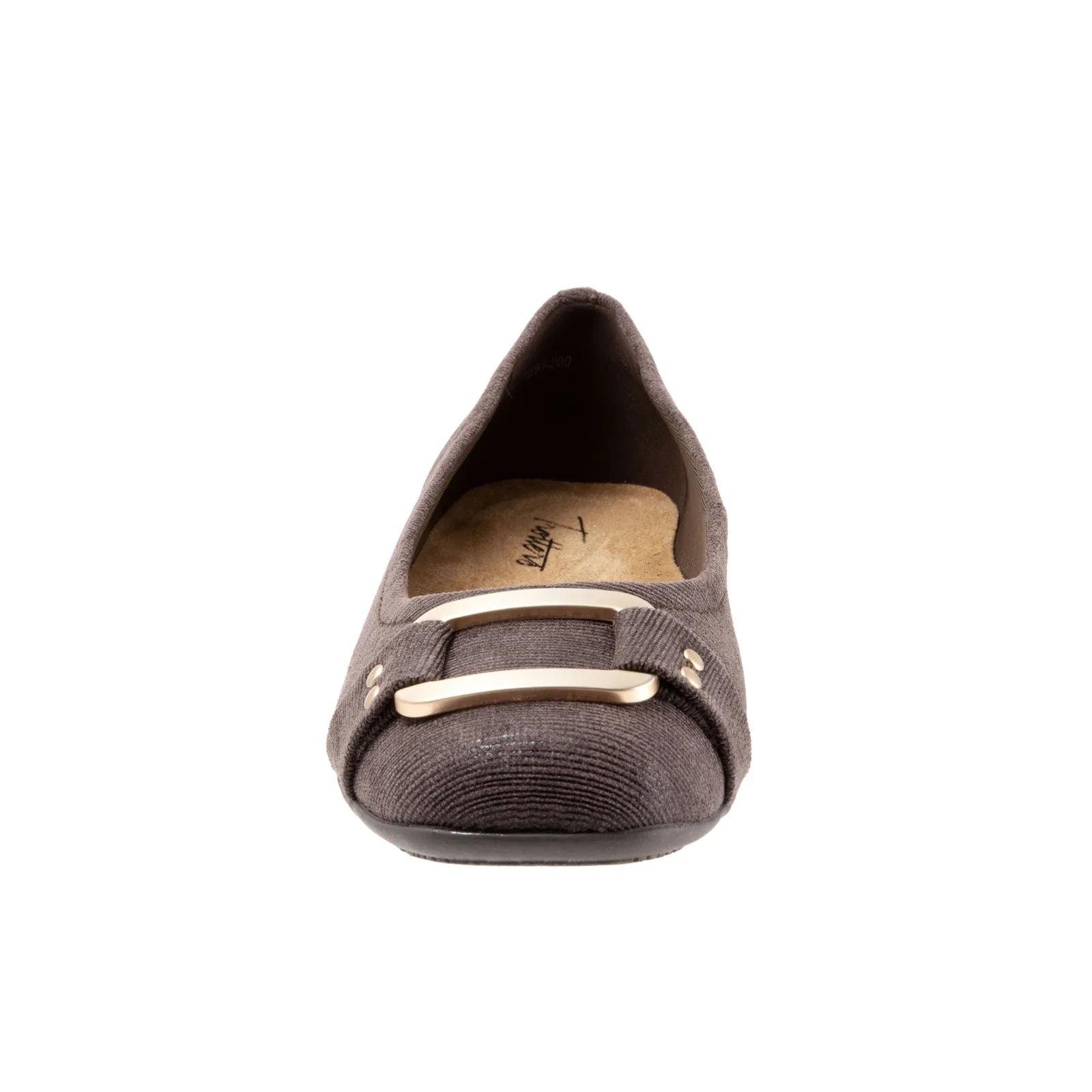 Trotters Sizzle T1251-200 Womens Brown Narrow Leather Ballet Flats Shoes