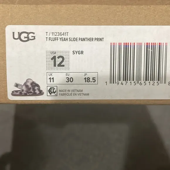 Ugg kids Fluff Yeah Slide Panther Gray Black Print Slides