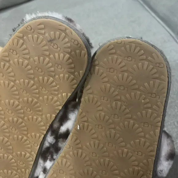 Ugg kids Fluff Yeah Slide Panther Gray Black Print Slides